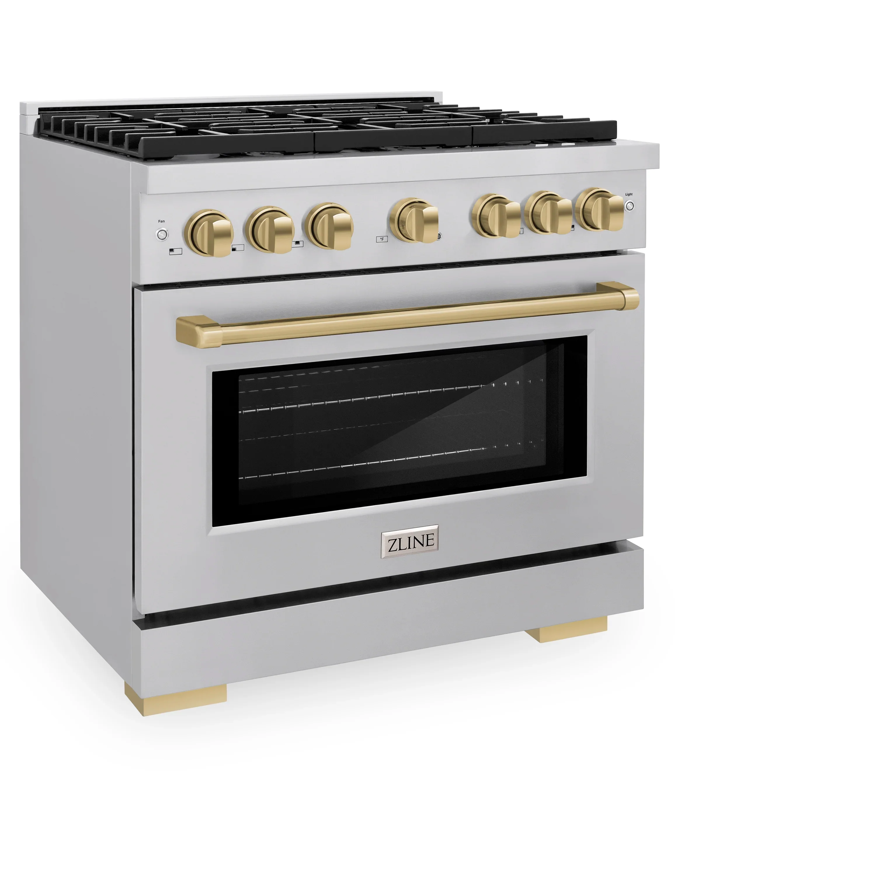 ZLINE Autograph Edition 36-Inch 5.2 cu. ft. Paramount Dual Fuel Range with 6 Burner Gas Cooktop and Electric Convection Oven in Stainless Steel with Champagne Bronze Accents (SDRZ-36-CB) - Image 2