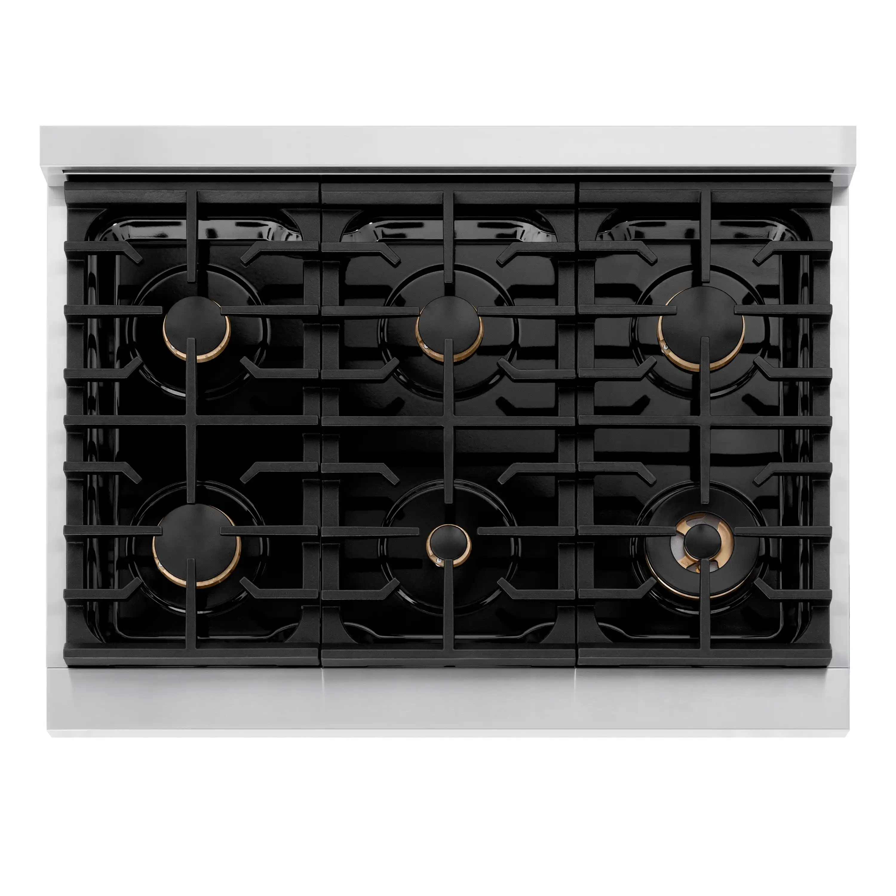 ZLINE Autograph Edition 36-Inch 5.2 cu. ft. Paramount Dual Fuel Range with 6 Burner Gas Cooktop and Electric Convection Oven in Stainless Steel with Champagne Bronze Accents (SDRZ-36-CB) - Image 4