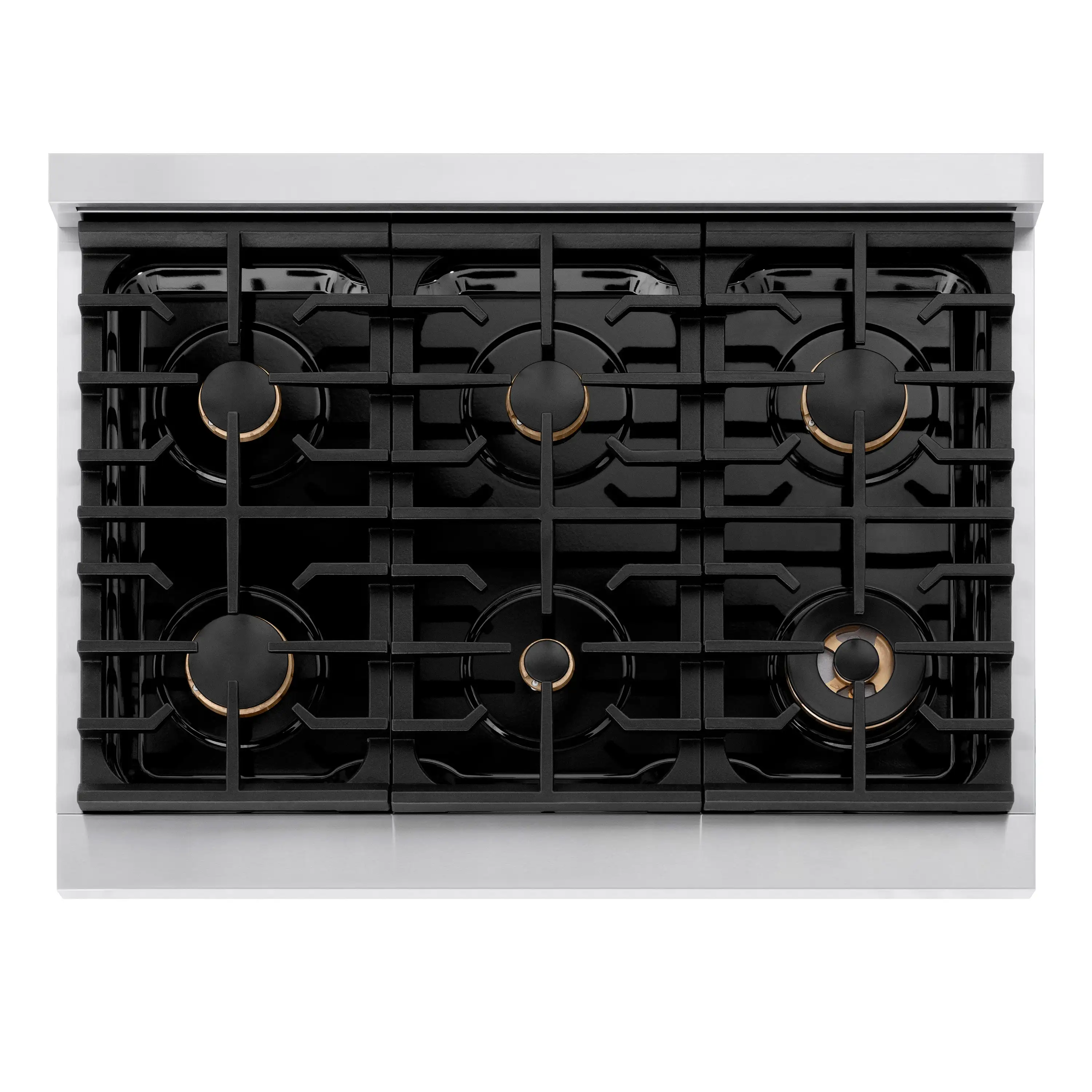 ZLINE Autograph Edition 36-Inch 5.2 cu. ft. Paramount Dual Fuel Range with 6 Burner Gas Cooktop and Electric Convection Oven in Stainless Steel with White Matte Door and Champagne Bronze Accents (SDRZ-WM-36-CB) - Image 4