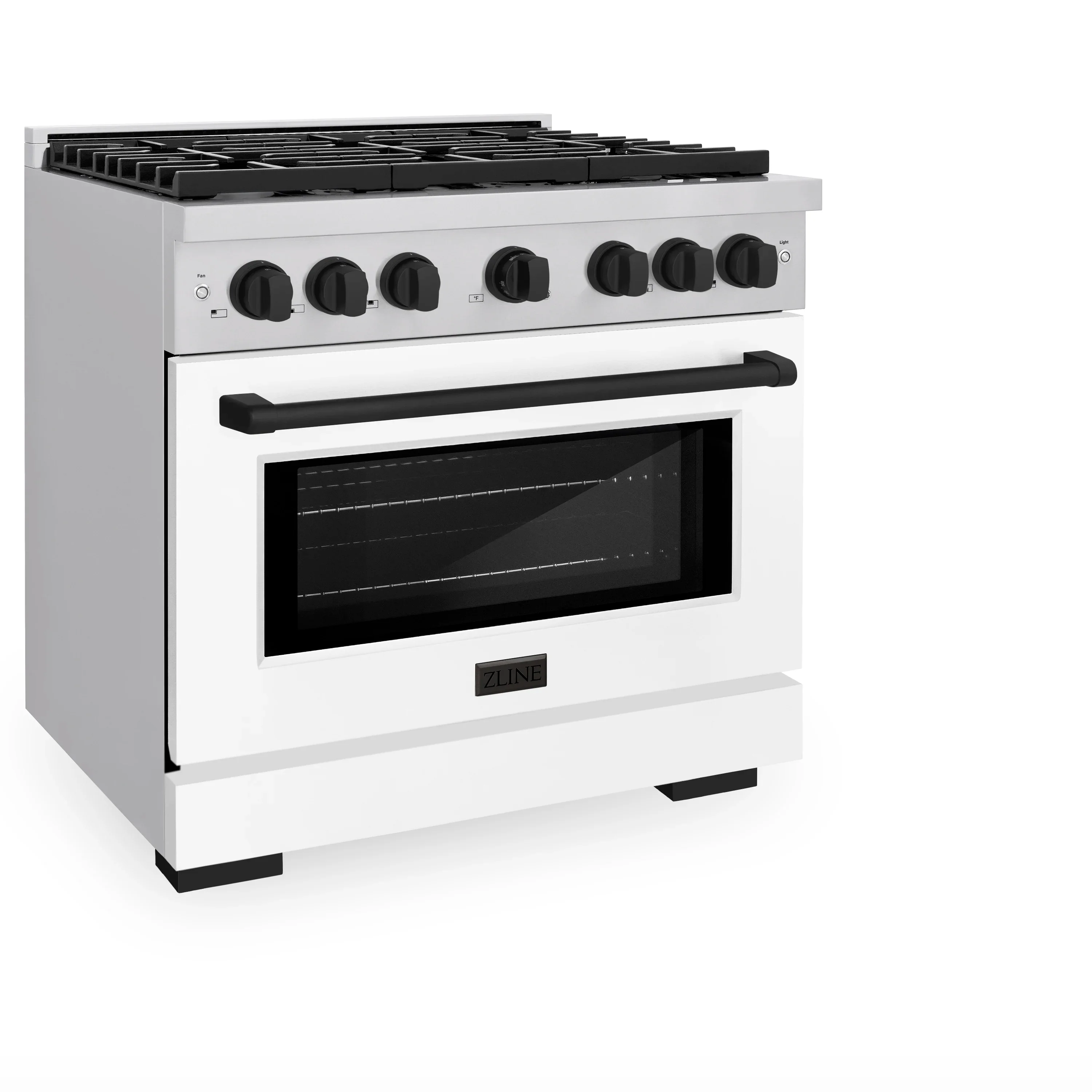 ZLINE Autograph Edition 36-Inch 5.2 cu. ft. Paramount Dual Fuel Range with 6 Burner Gas Cooktop and Electric Convection Oven in Stainless Steel with White Matte Door and Matte Black Accents (SDRZ-WM-36-MB) - Image 2