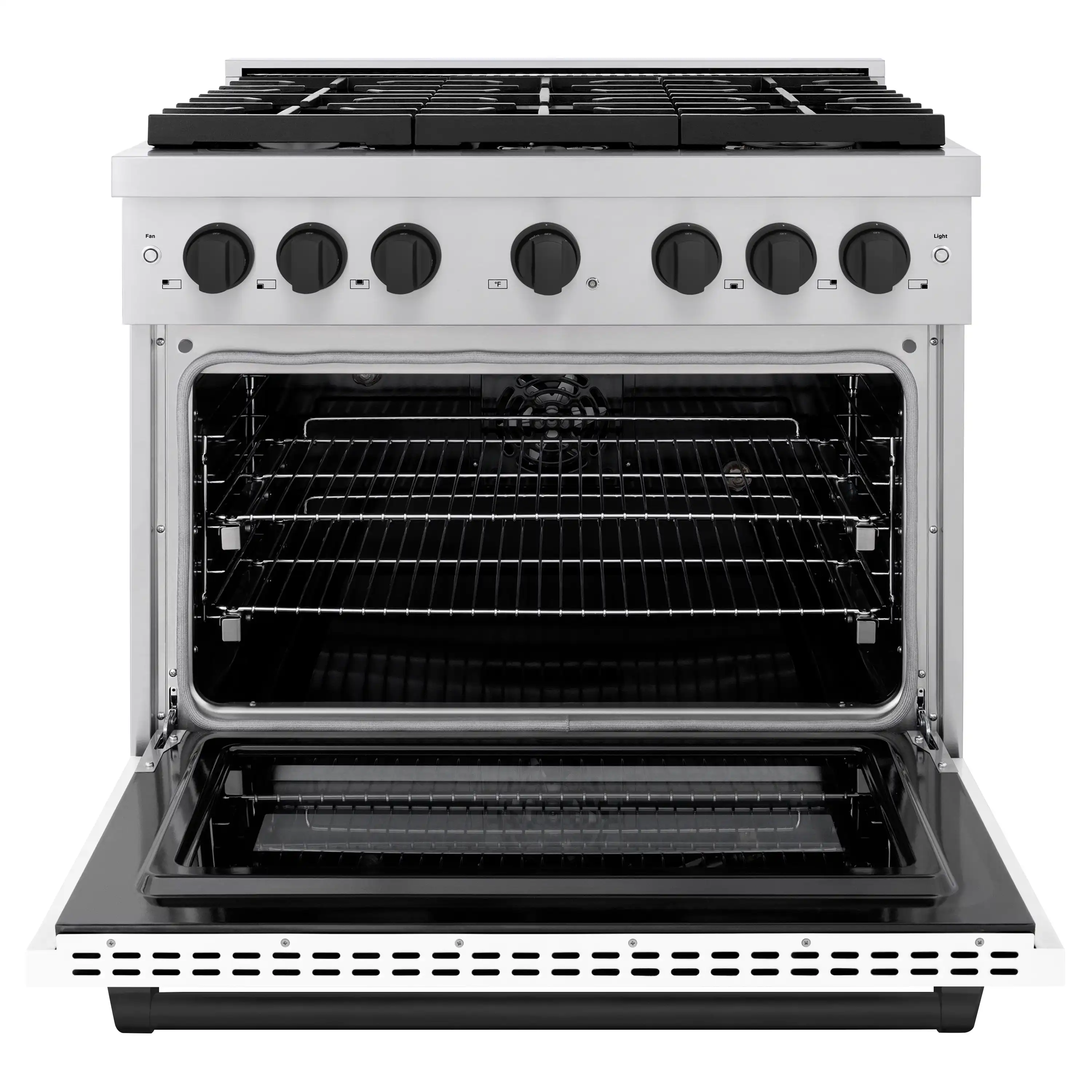 ZLINE Autograph Edition 36-Inch 5.2 cu. ft. Paramount Dual Fuel Range with 6 Burner Gas Cooktop and Electric Convection Oven in Stainless Steel with White Matte Door and Matte Black Accents (SDRZ-WM-36-MB) - Image 3