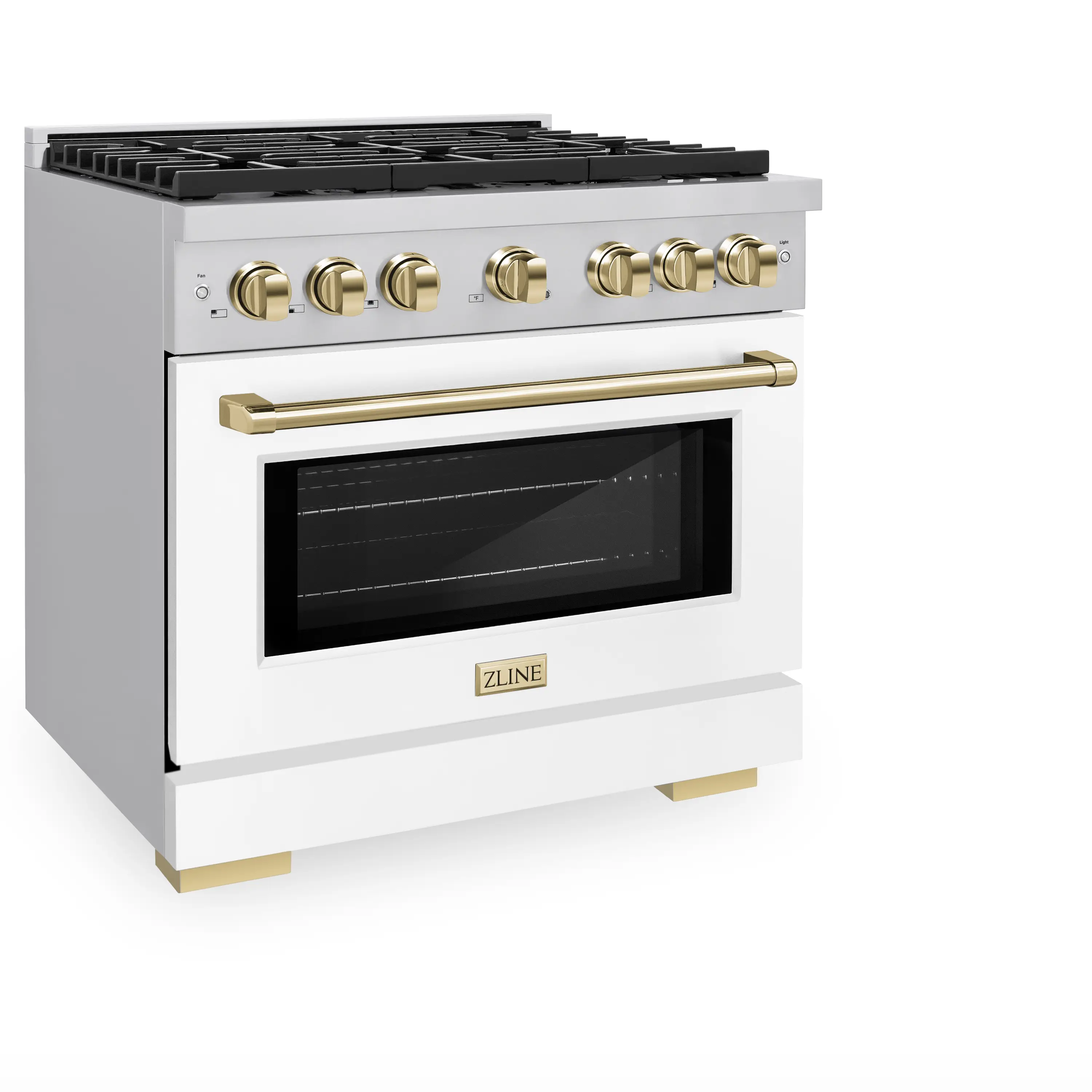 ZLINE Autograph Edition 36-Inch 5.2 cu. ft. Paramount Dual Fuel Range with 6 Burner Gas Cooktop and Electric Convection Oven in Stainless Steel with White Matte Door and Polished Gold Accents (SDRZ-WM-36-G) - Image 2