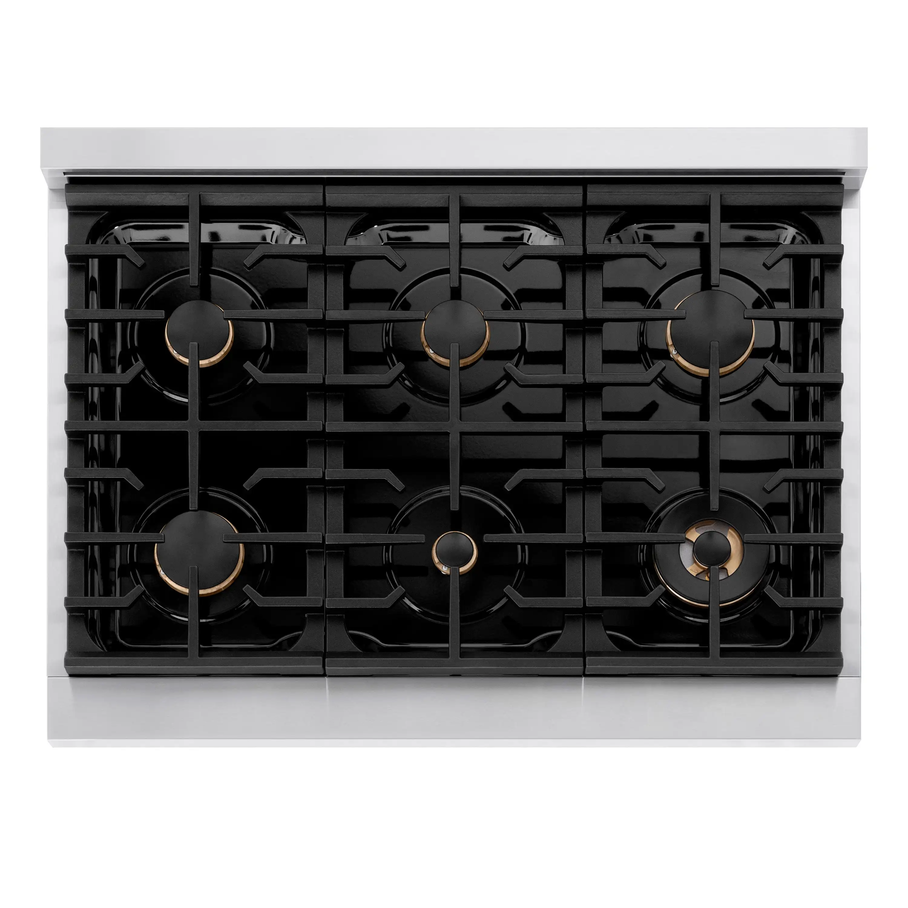 ZLINE Autograph Edition 36-Inch 5.2 cu. ft. Paramount Dual Fuel Range with 6 Burner Gas Cooktop and Electric Convection Oven in Stainless Steel with White Matte Door and Polished Gold Accents (SDRZ-WM-36-G) - Image 4