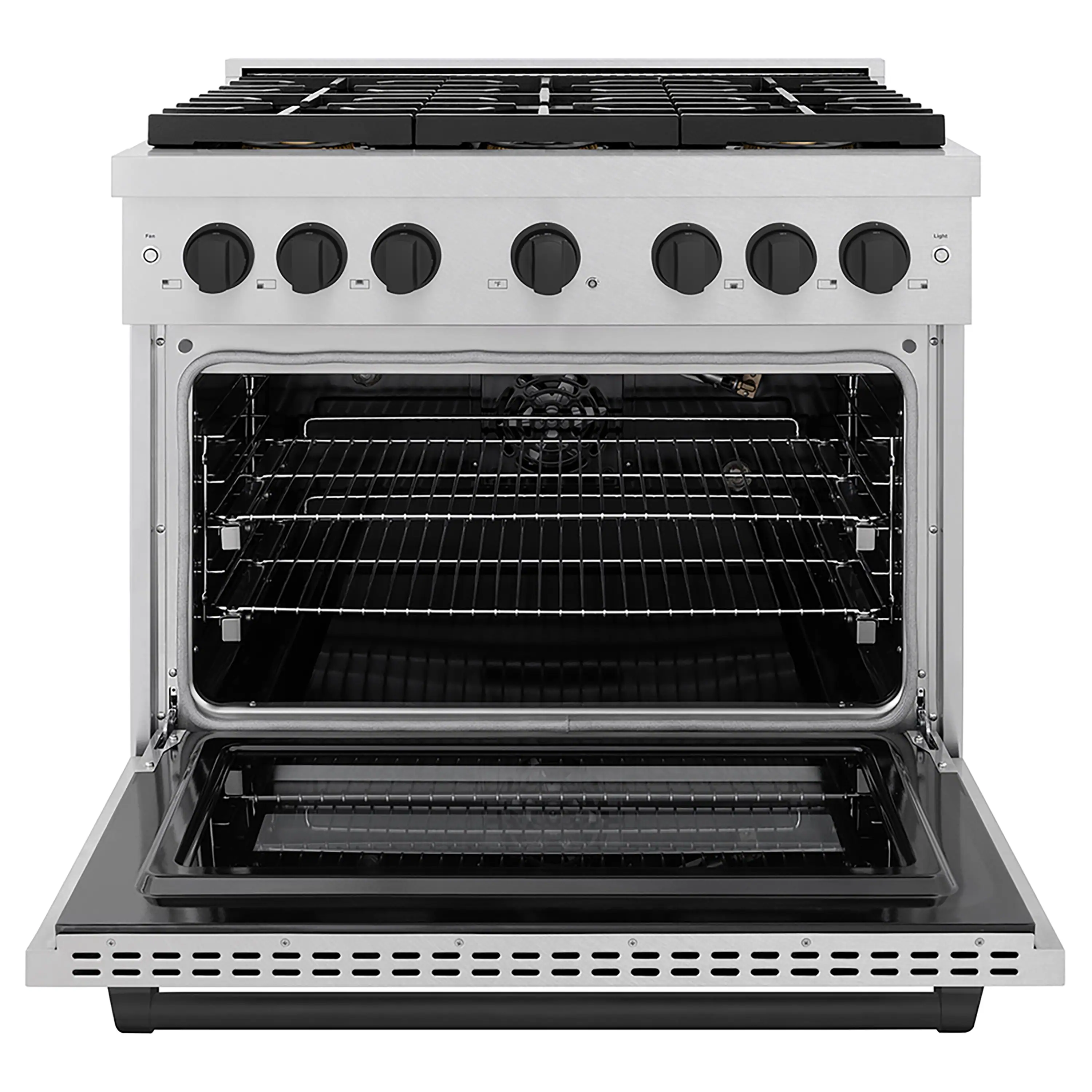 ZLINE Autograph Edition 36-Inch 5.2 cu. ft. Paramount Gas Range with 6 Burner DuoPro™ Cooktop and Convection Gas Oven in Satin Stainless Steel and Matte Black Accents (PSGRSZ-36-MB) - Image 2