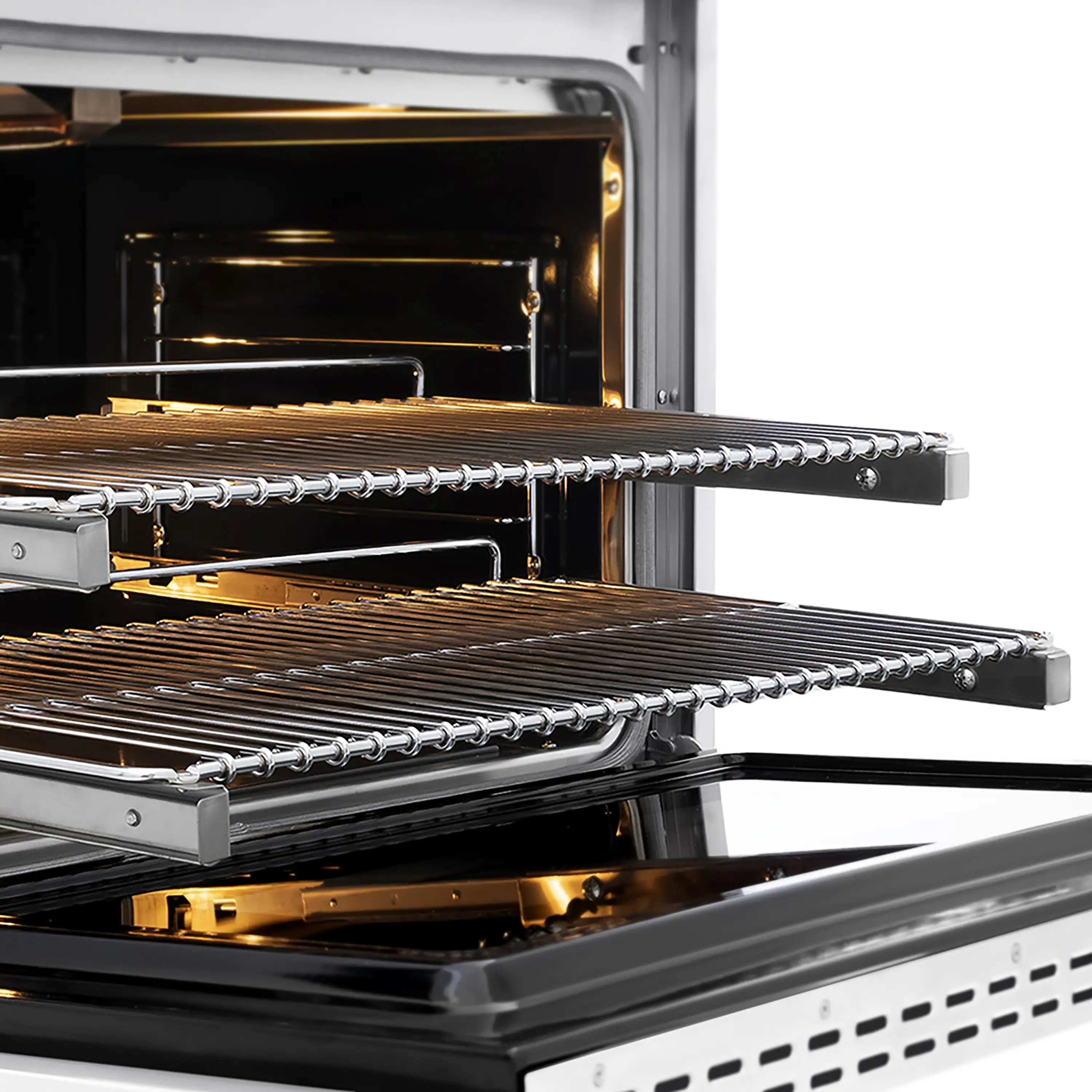 ZLINE Autograph Edition 36-Inch 5.2 cu. ft. Paramount Gas Range with 6 Burner DuoPro™ Cooktop and Convection Gas Oven in Satin Stainless Steel with White Matte Door and Polished Gold Accents (PSGRSZ-WM-36-G) - Image 3