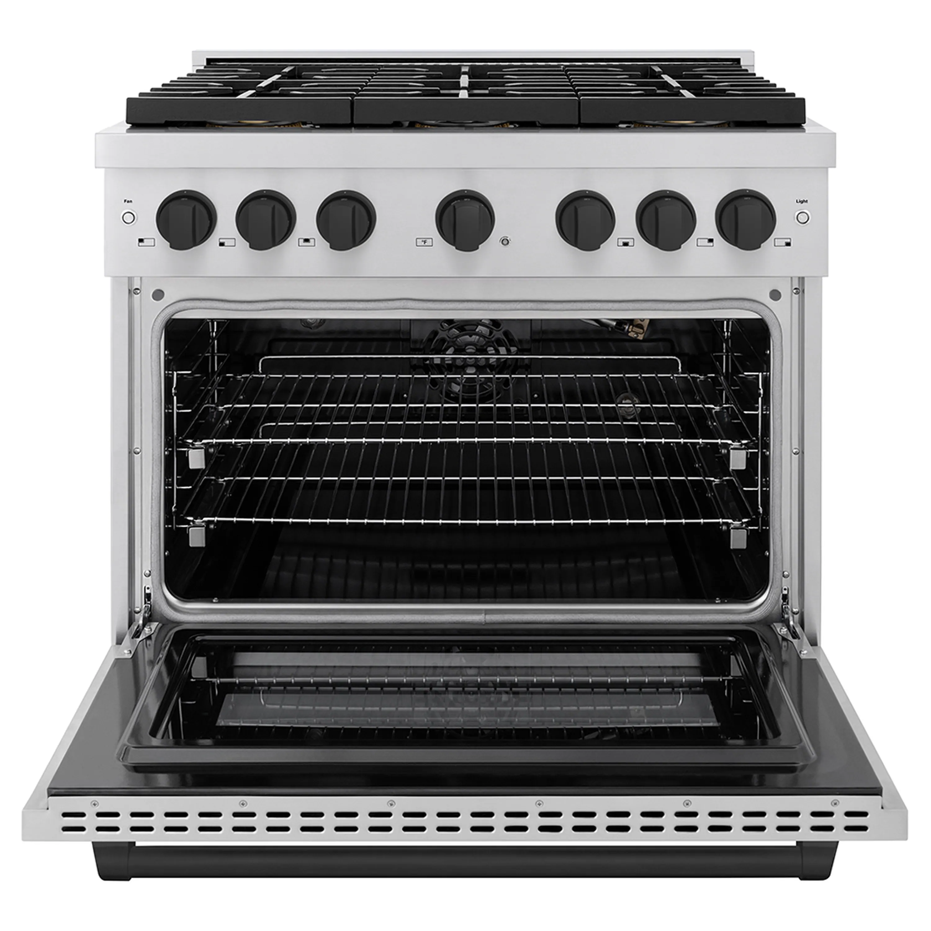 ZLINE Autograph Edition 36-Inch 5.2 cu. ft. Paramount Gas Range with 6 Burner DuoPro™ Cooktop and Convection Gas Oven in Stainless Steel and Matte Black Accents (PSGRZ-36-MB) - Image 2