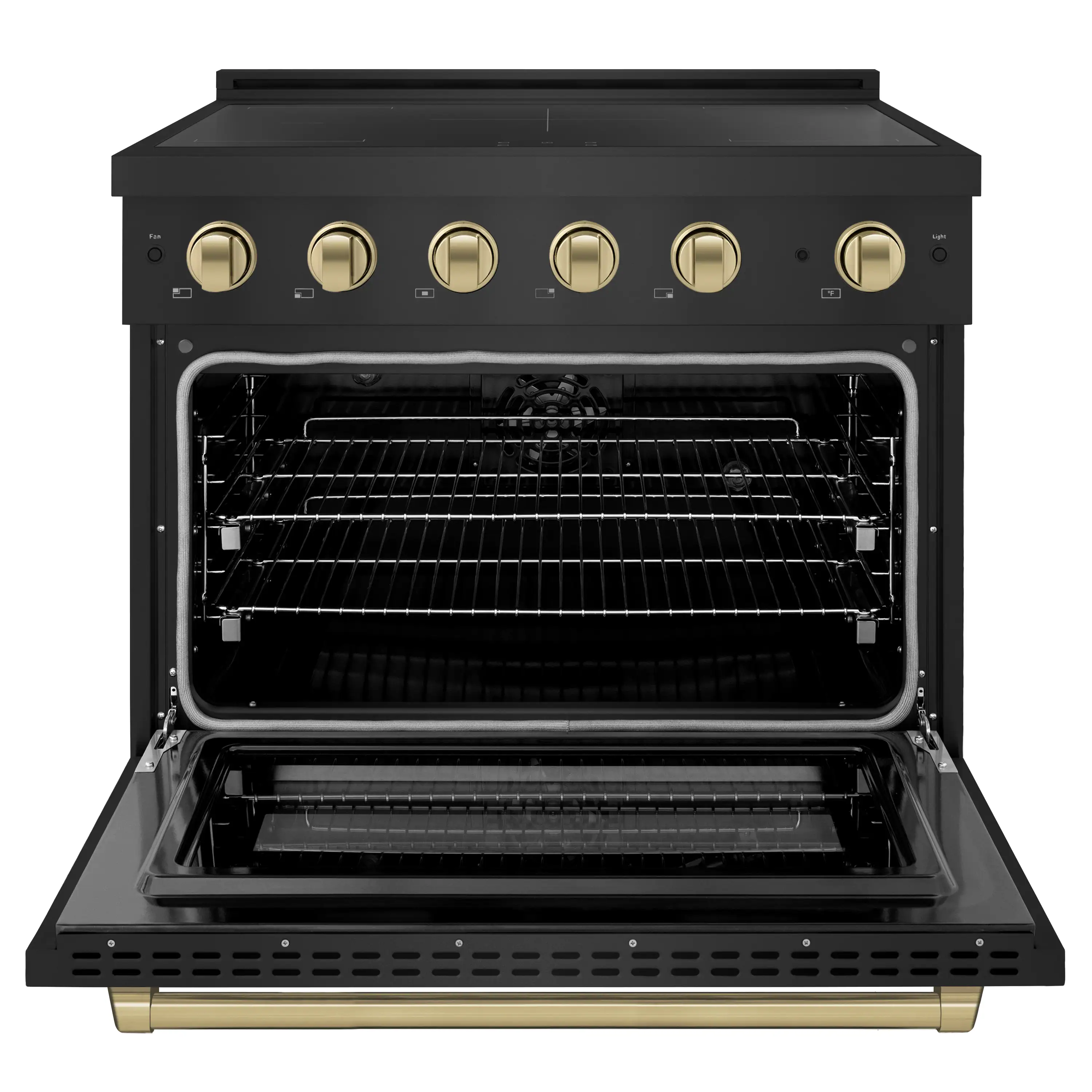 ZLINE Autograph Edition 36-Inch 5.2 Cu.Ft. Paramount Induction Range with 5 Element Cooktop and Electric Convection Oven in Black Stainless Steel with Champagne Bronze Accents (SINRBZ-36-CB) - Image 2