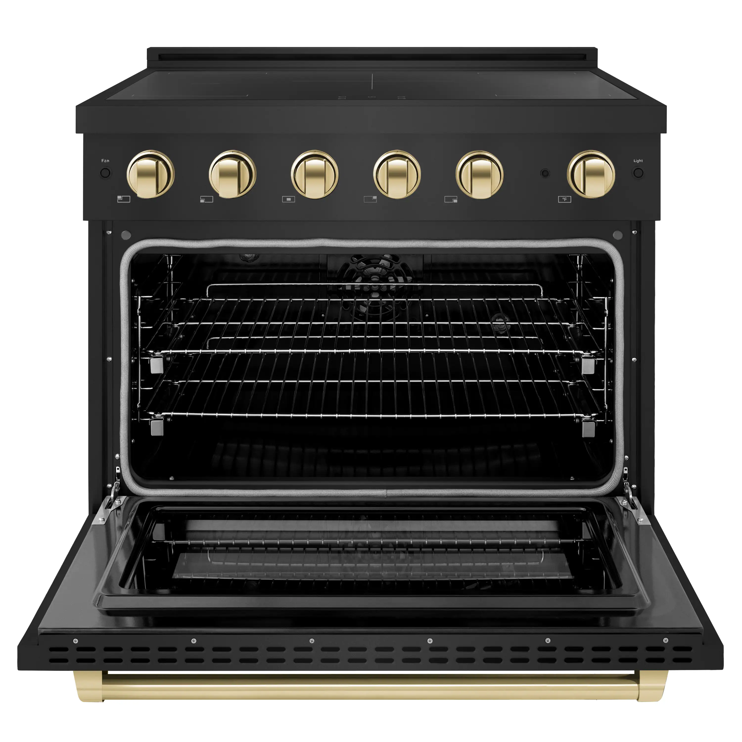 ZLINE Autograph Edition 36-Inch 5.2 Cu. Ft. Paramount Induction Range with 5 Element Cooktop and Electric Convection Oven in Black Stainless Steel with Polished Gold Accents (SINRBZ-36-G) - Image 3