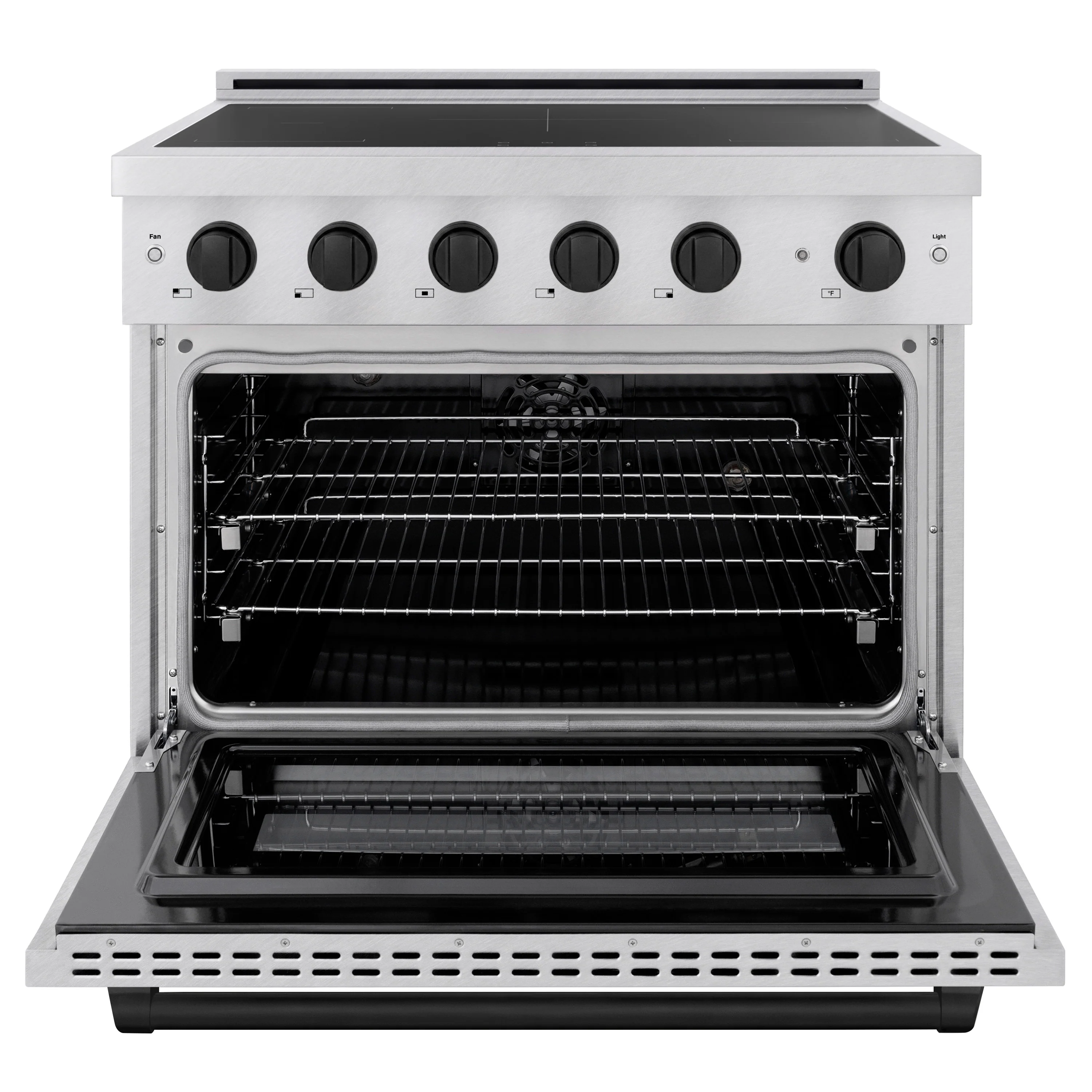 ZLINE Autograph Edition 36-Inch 5.2 Cu. Ft. Paramount Induction Range with 5 Element Cooktop and Electric Convection Oven in Satin Stainless Steel with Matte Black Accents (SINRSZ-36-MB) - Image 2