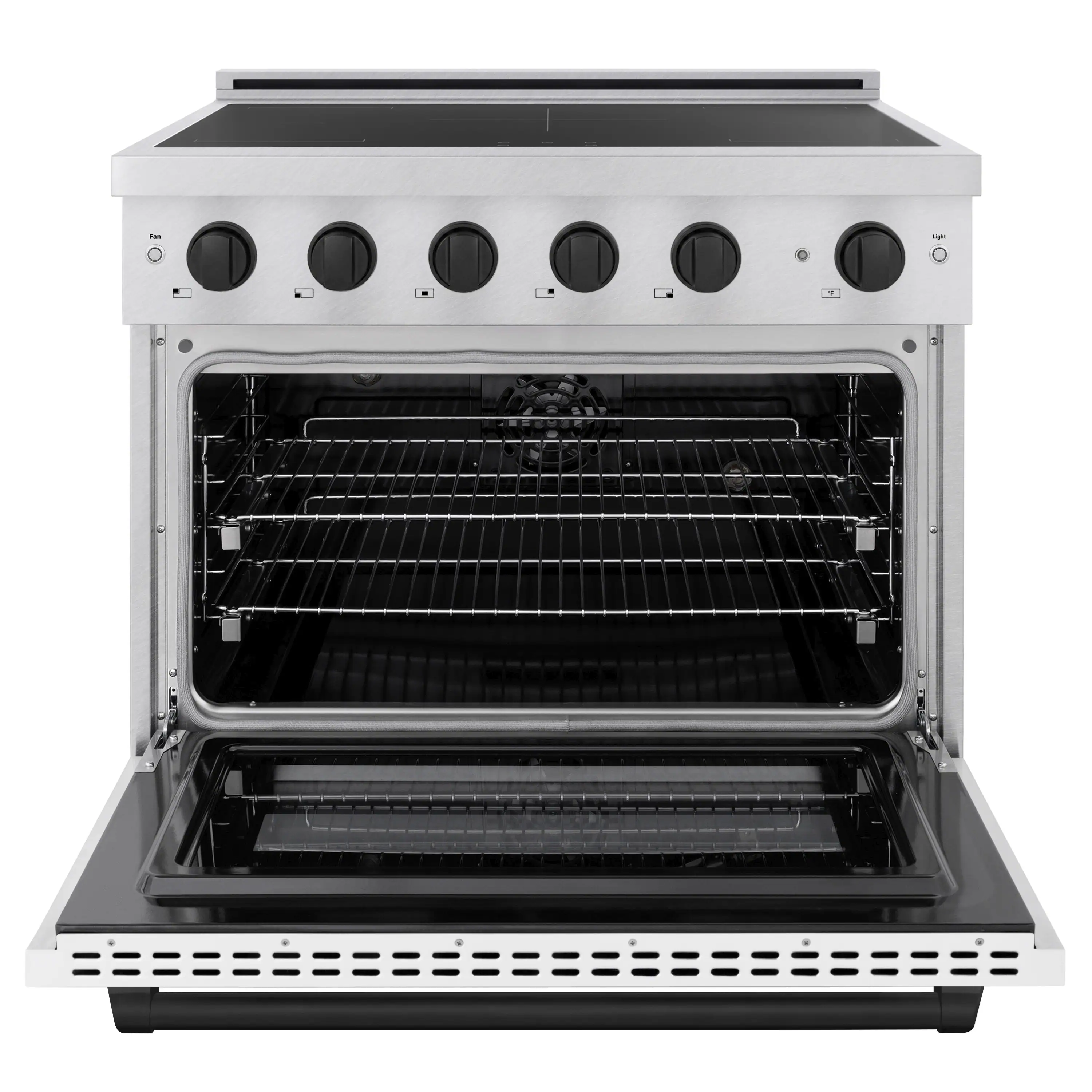 ZLINE Autograph Edition 36-Inch 5.2 Cu. Ft. Paramount Induction Range with 5 Element Cooktop and Electric Convection Oven in Satin Stainless Steel with White Matte Door and Matte Black Accents (SINRSZ-WM-36-MB) - Image 2
