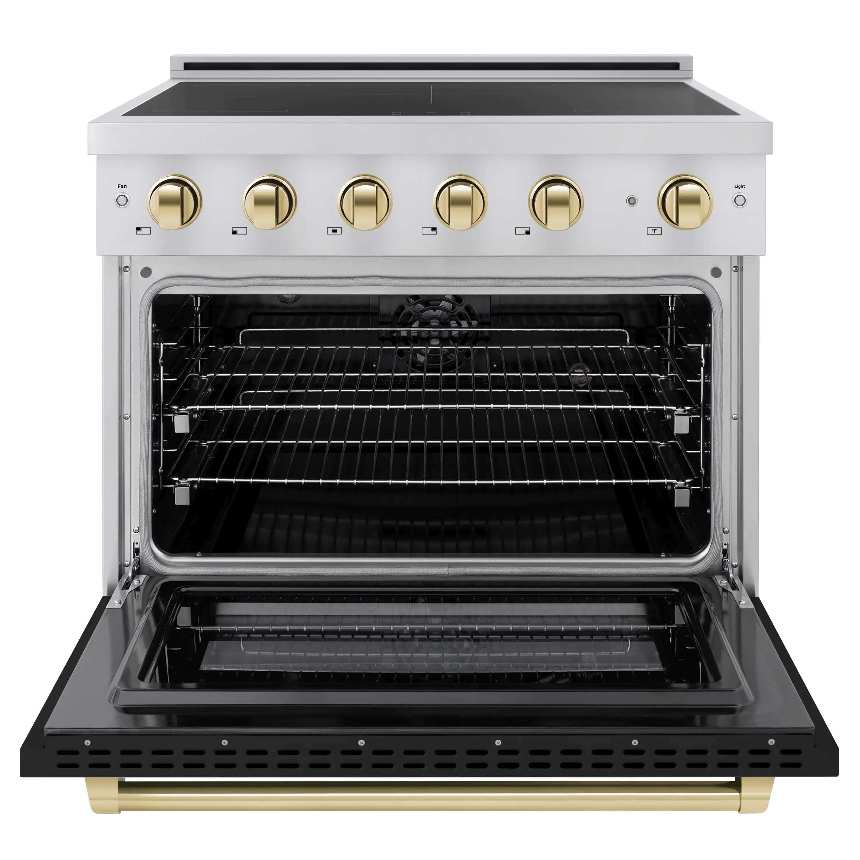 ZLINE Autograph Edition 36-Inch 5.2 Cu. Ft. Paramount Induction Range with 5 Element Cooktop and Electric Convection Oven in Stainless Steel with Black Matte Door and Polished Gold Accents (SINRZ-BLM-36-G) - Image 2