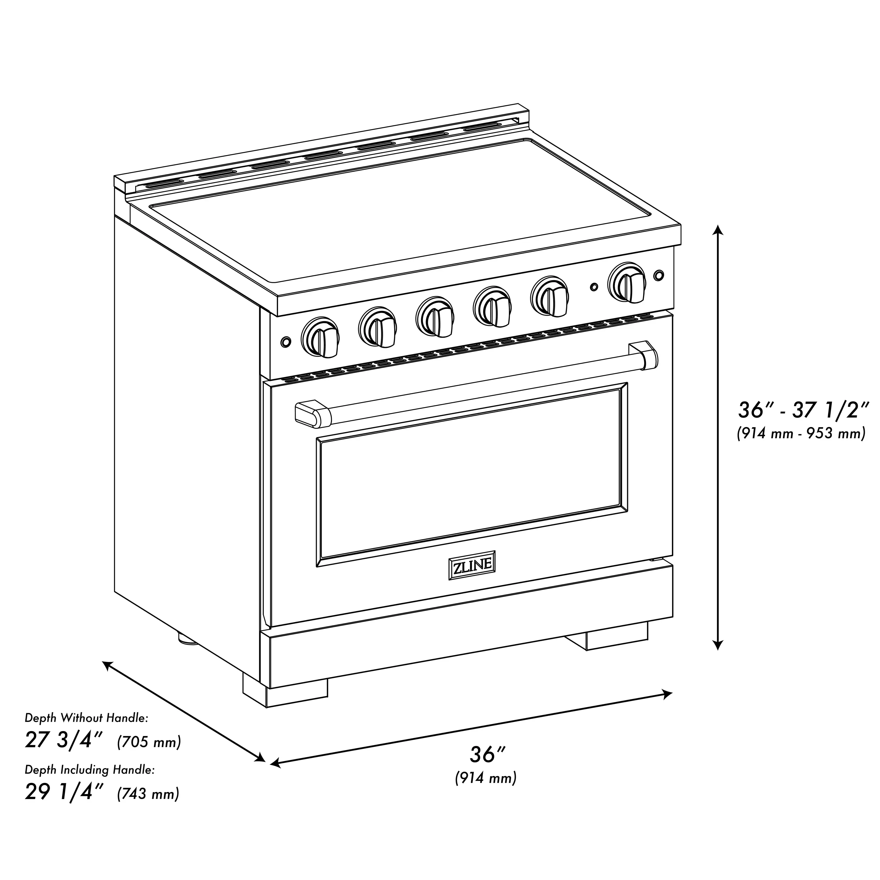 ZLINE Autograph Edition 36-Inch 5.2 Cu. Ft. Paramount Induction Range with 5 Element Cooktop and Electric Convection Oven in Stainless Steel with Champagne Bronze Helix Handle and Knob Accents (SINRZ-36-KCB) - Image 15