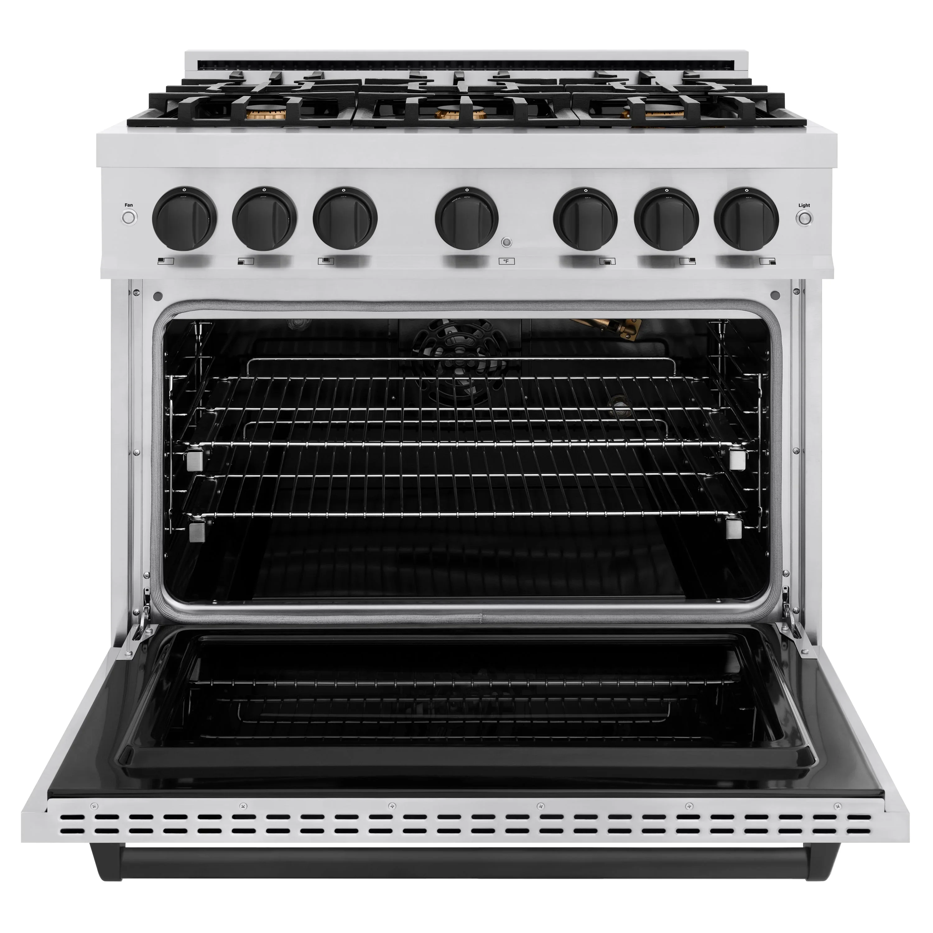 ZLINE Autograph Edition 36-Inch Classic Series Gas Range with 6 Gas Burners and 5.2 Cu. Ft. Gas Convection Oven in Stainless Steel and Matte Black Accents (CGRZ-36-MB) - Image 3