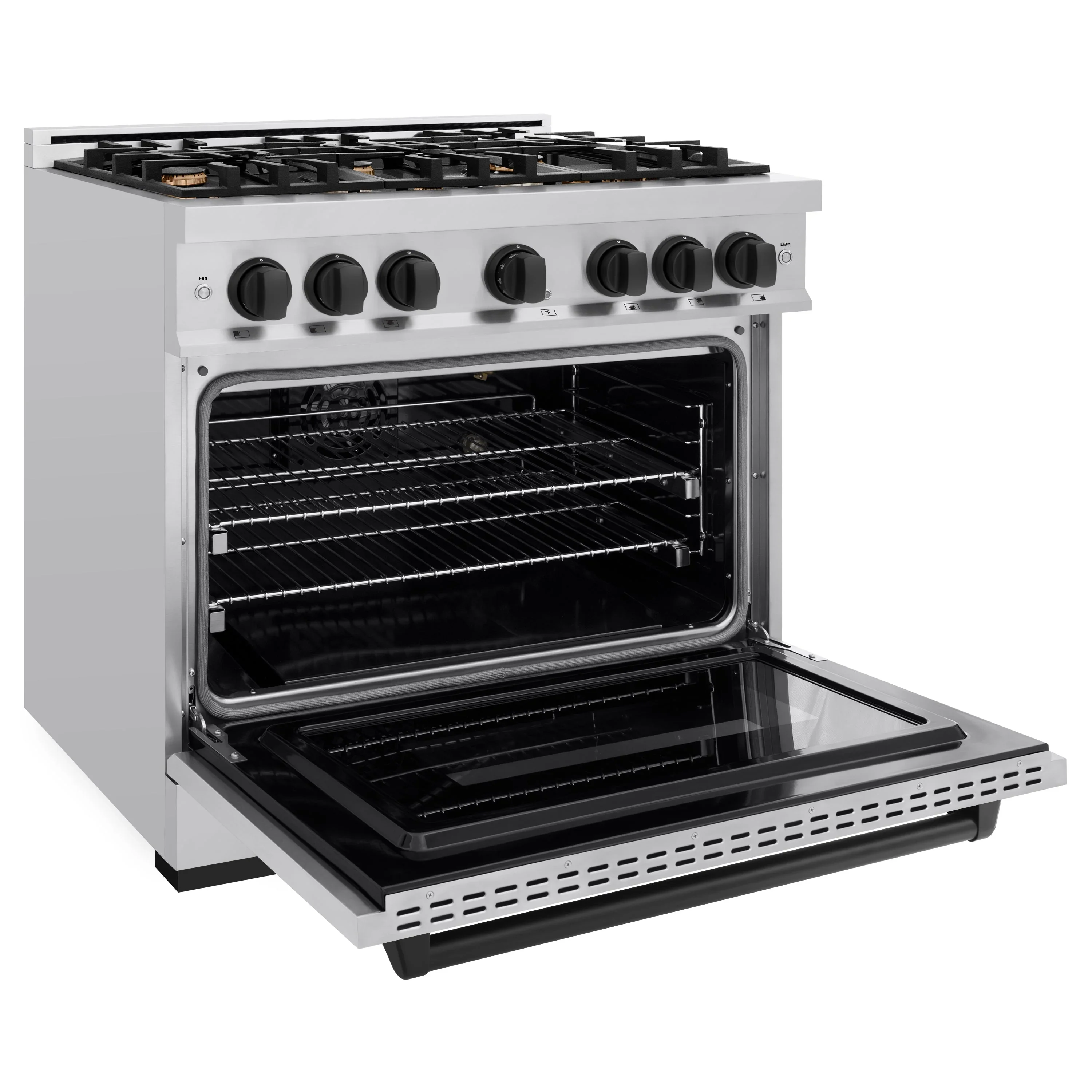 ZLINE Autograph Edition 36-Inch Classic Series Gas Range with 6 Gas Burners and 5.2 Cu. Ft. Gas Convection Oven in Stainless Steel and Matte Black Accents (CGRZ-36-MB) - Image 4