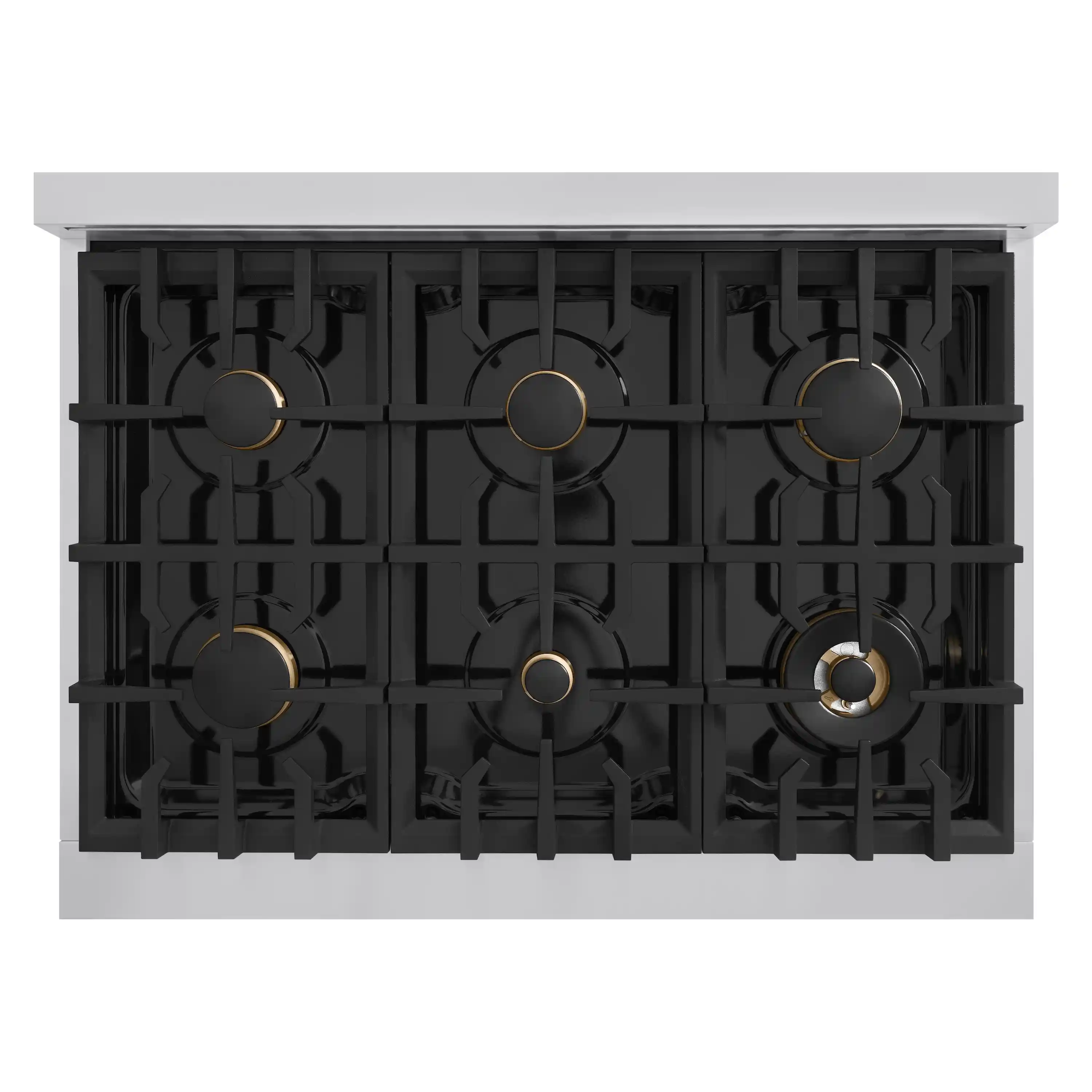 ZLINE Autograph Edition 36-Inch Classic Series Gas Range with 6 Gas Burners and 5.2 Cu. Ft. Gas Convection Oven in Stainless Steel with White Matte Door and Champagne Bronze Accents (CGRZ-WM-36-CB) - Image 4