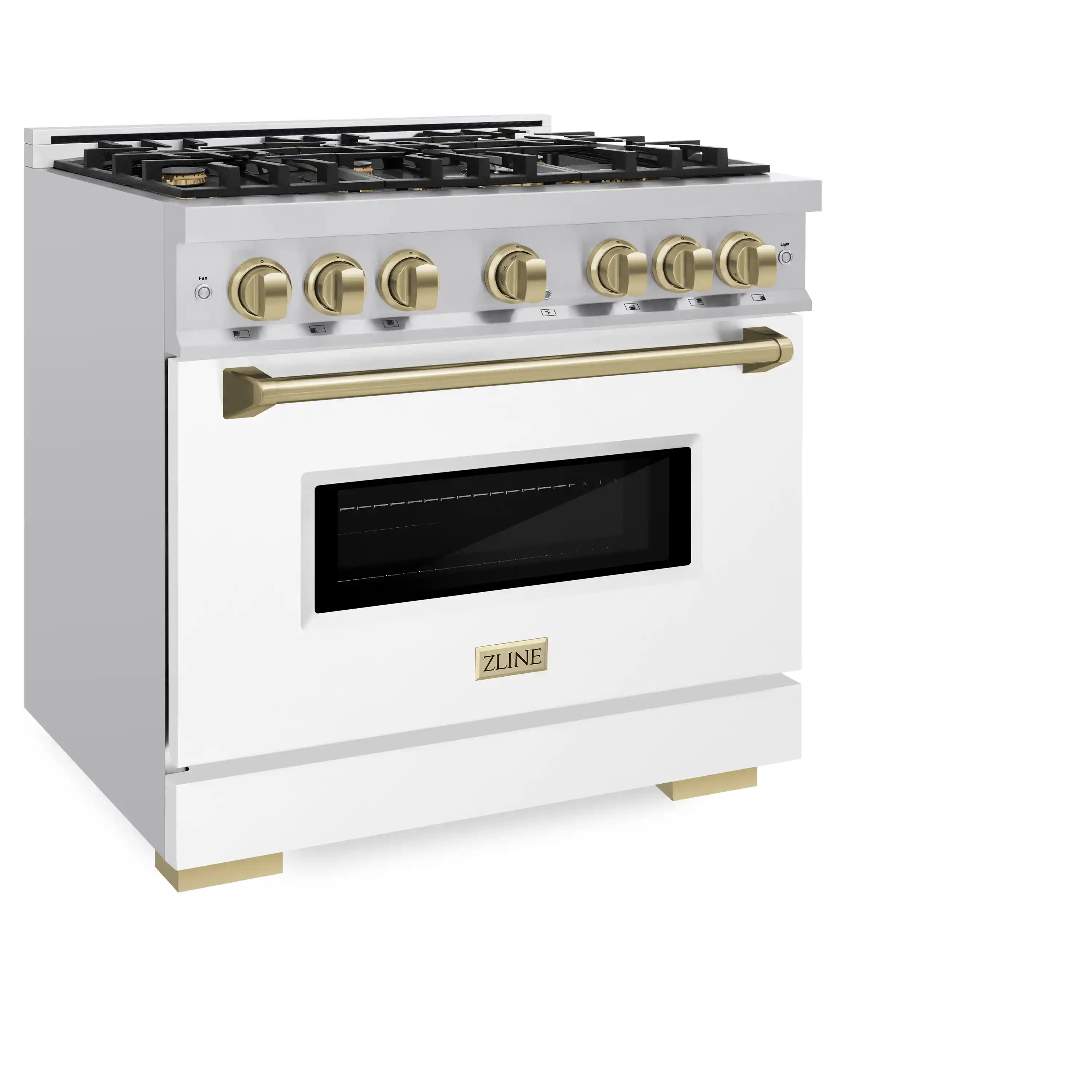 ZLINE Autograph Edition 36-Inch Classic Series Gas Range with 6 Gas Burners and 5.2 Cu. Ft. Gas Convection Oven in Stainless Steel with White Matte Door and Champagne Bronze Accents (CGRZ-WM-36-CB) - Image 8