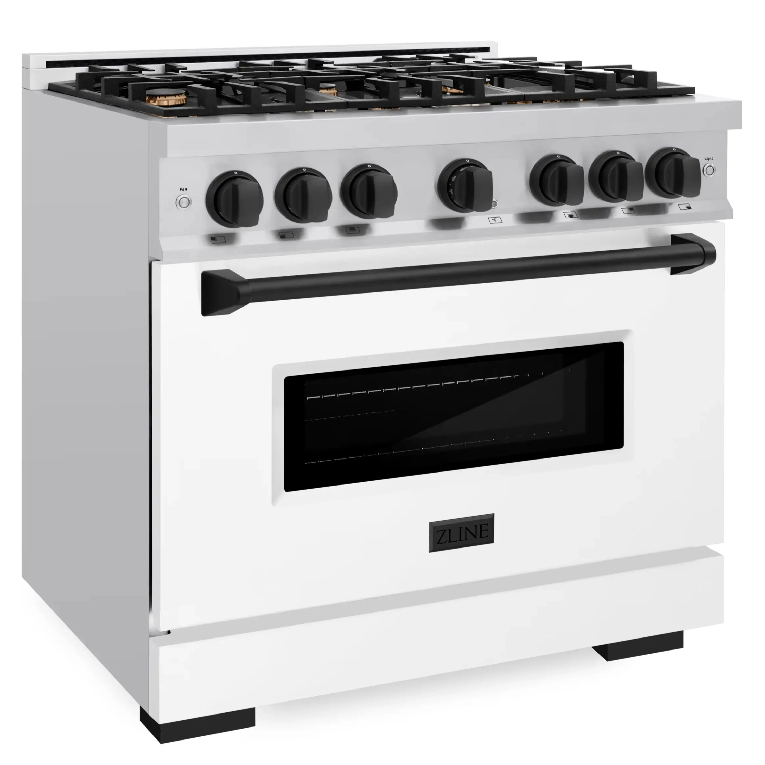 ZLINE Autograph Edition 36-Inch Classic Series Gas Range with 6 Gas Burners and 5.2 Cu. Ft. Gas Convection Oven in Stainless Steel with White Matte Door and Matte Black Accents (CGRZ-WM-36-MB) - Image 2
