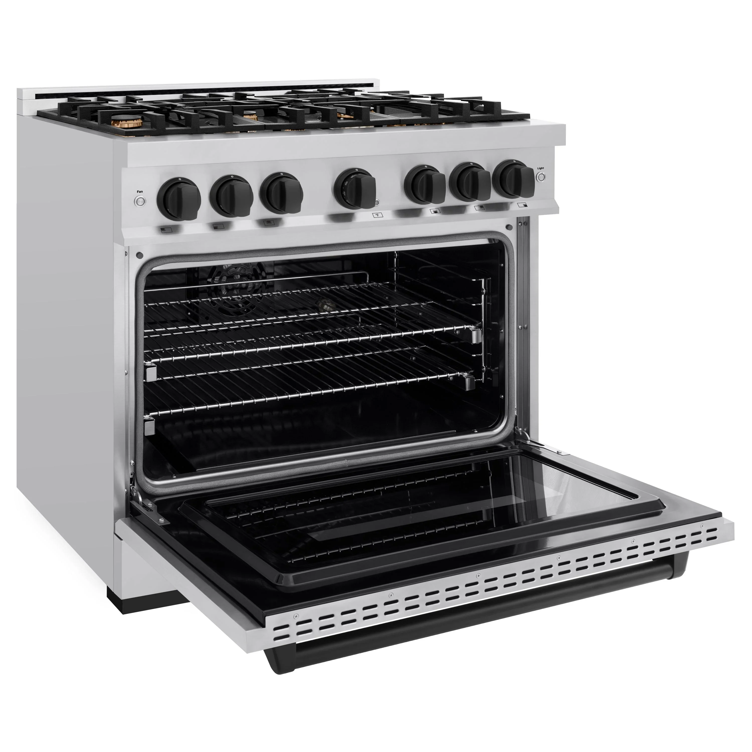 ZLINE Autograph Edition 36-Inch Classic Series Dual Fuel Range with 6 Gas Burner Cooktop and 5.2 Cu. Ft. Electric Convection Oven in Stainless Steel with Matte Black Accents (CDRZ-36-MB) - Image 4