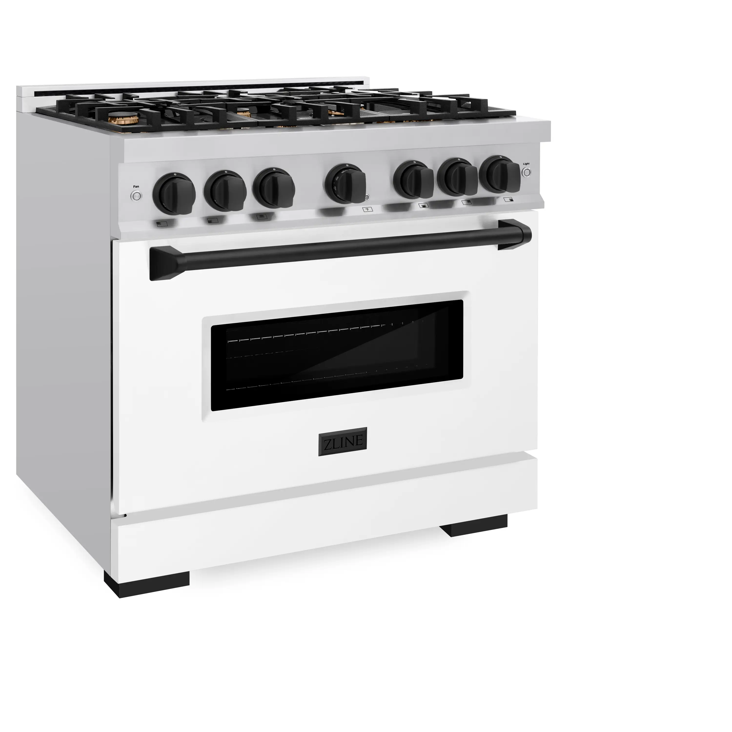 ZLINE Autograph Edition 36-Inch Classic Series Dual Fuel Range with 6 Gas Burner Cooktop and 5.2 Cu. Ft. Electric Convection Oven in Stainless Steel with White Matte Door and Matte Black Accents (CDRZ-WM-36-MB) - Image 2