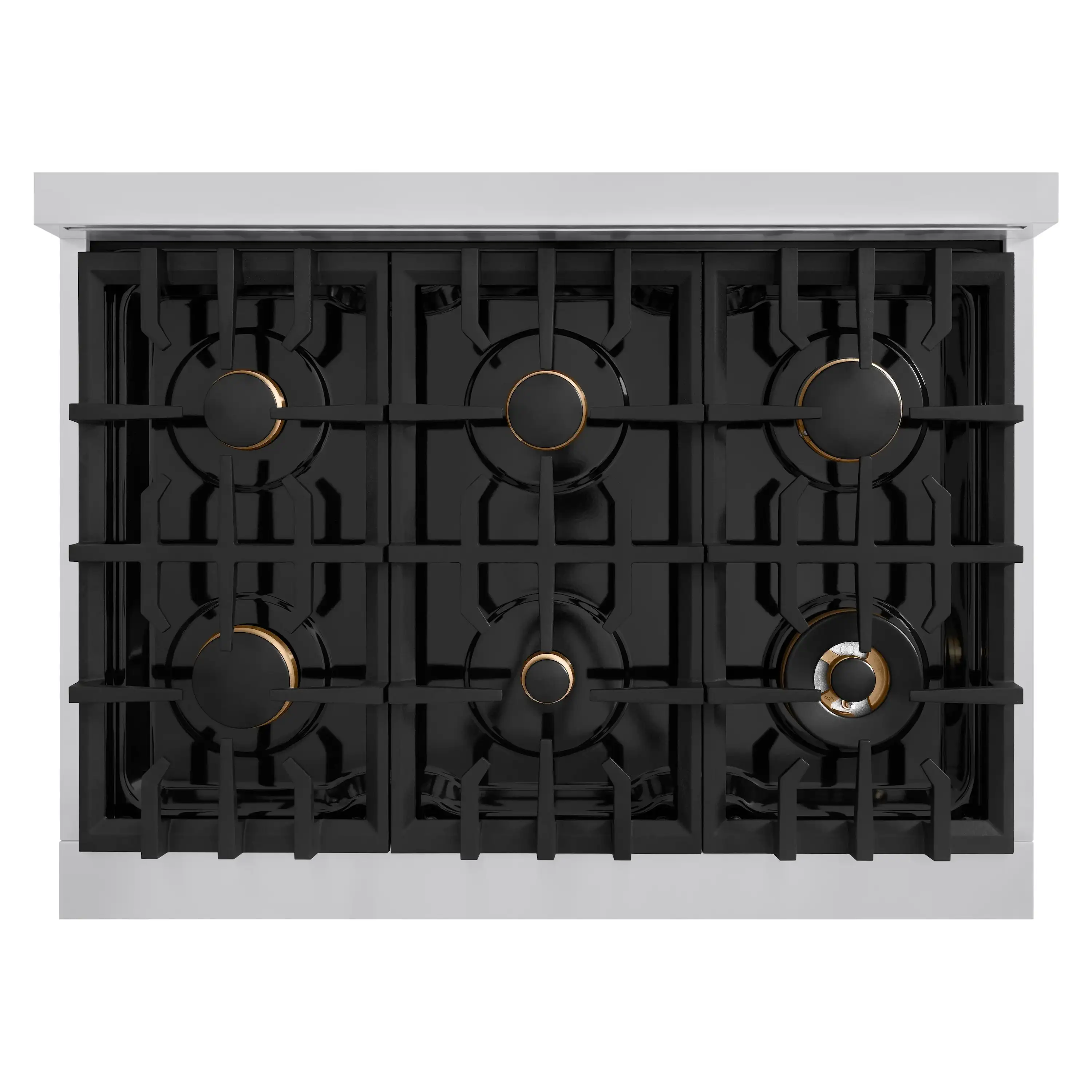 ZLINE Autograph Edition 36-Inch Classic Series Dual Fuel Range with 6 Gas Burner Cooktop and 5.2 Cu. Ft. Electric Convection Oven in Stainless Steel with White Matte Door and Polished Gold Accents (CDRZ-WM-36-G) - Image 5