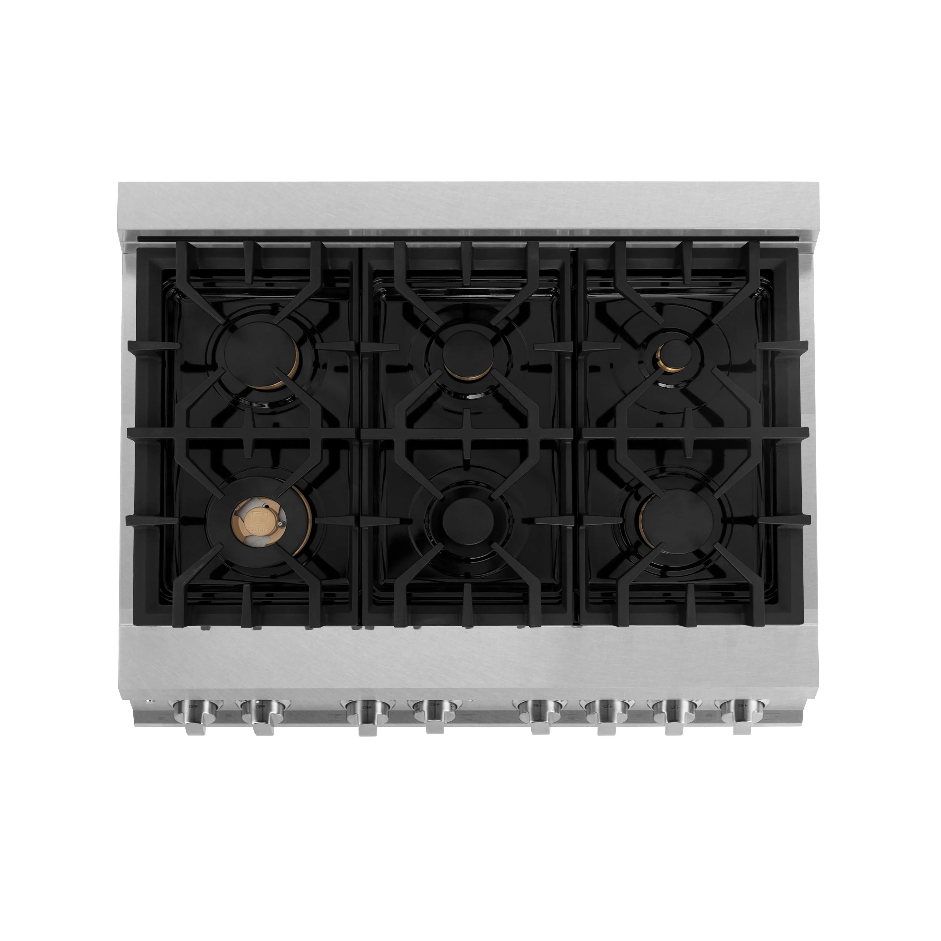 ZLINE Legacy Series Autograph Edition 36-inch Dual Fuel Range with Gas Stove and 4.6 Cu. Ft. Electric Oven in Fingerprint Resistant Fingerprint Resistant DuraSnow® Stainless Steel with Black Matte Door and Champagne Bronze Accents (RASZ-BLM-36-CB) - Image 6