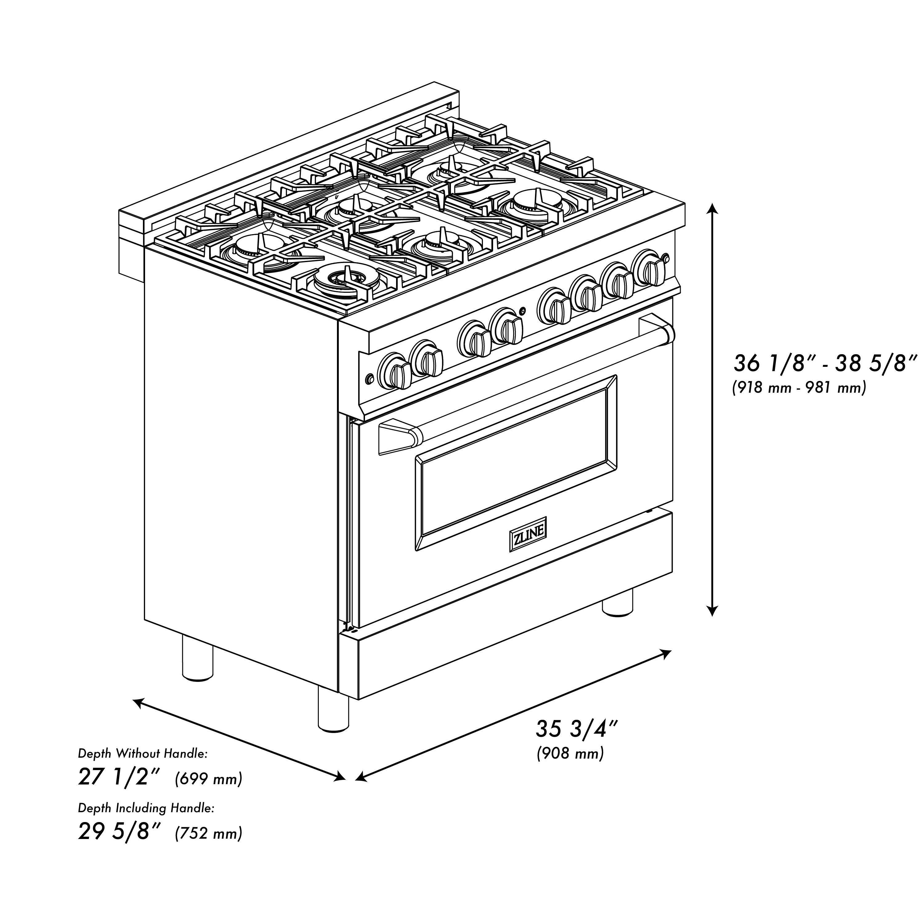 ZLINE Legacy Series Autograph Edition 36-inch Dual Fuel Range with Gas Stove and 4.6 Cu. Ft. Electric Oven in Fingerprint Resistant Fingerprint Resistant DuraSnow® Stainless Steel with Black Matte Door and Polished Gold Accents (RASZ-BLM-36-G) - Image 12