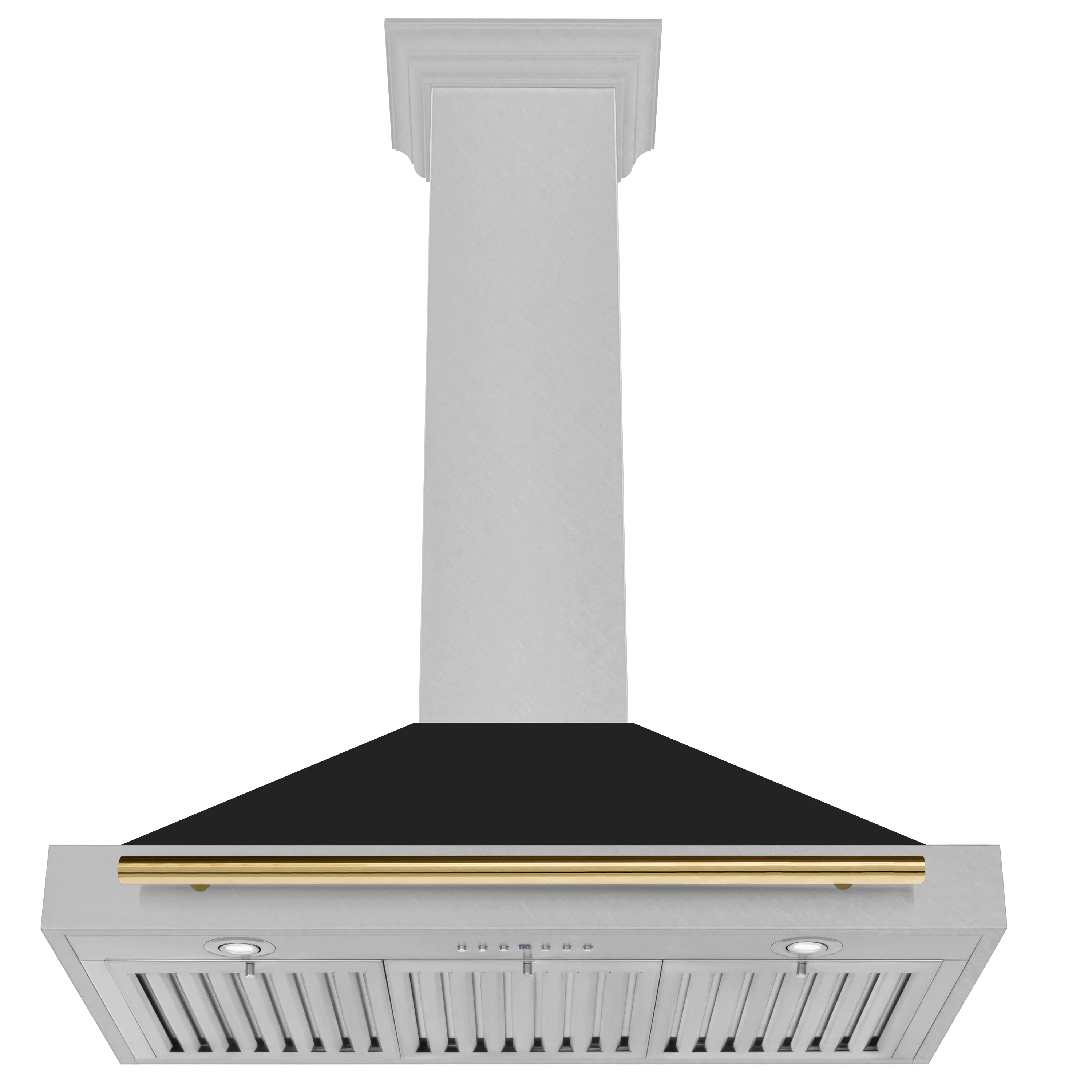ZLINE Autograph Edition 36-Inch Fingerprint Resistant Satin Stainless Steel Range Hood with Black Matte Shell and Polished Gold Handle (KB4SNZ-BLM36-G) - Image 3