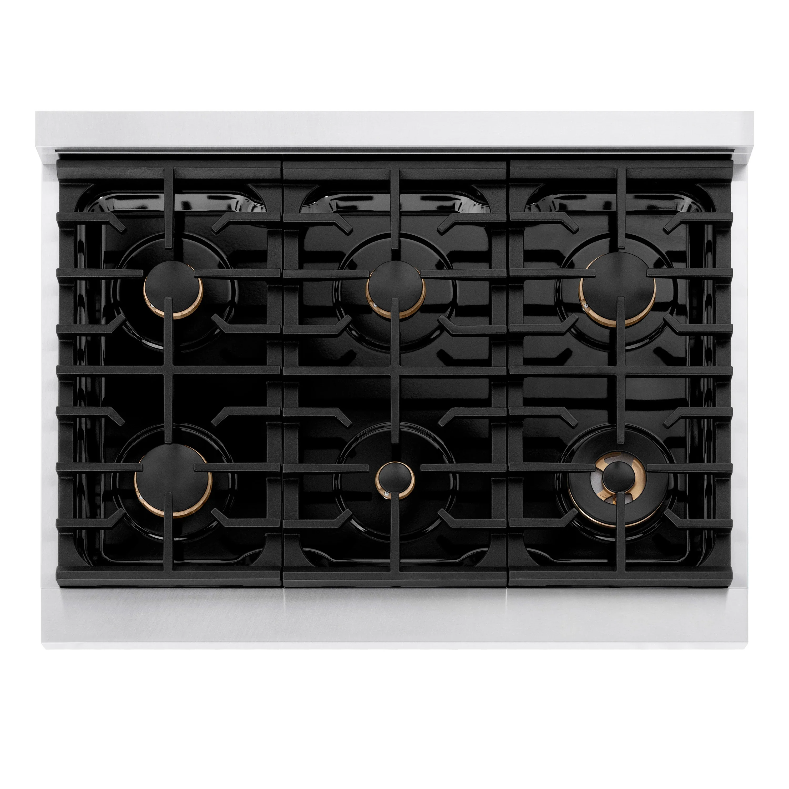 ZLINE Autograph Edition 36-Inch Paramount Gas Range with Convection Oven in Fingerprint Resistant Satin Stainless Steel with Black Matte Door and Polished Gold Accents (SGRSZ-BLM-36-G) - Image 4