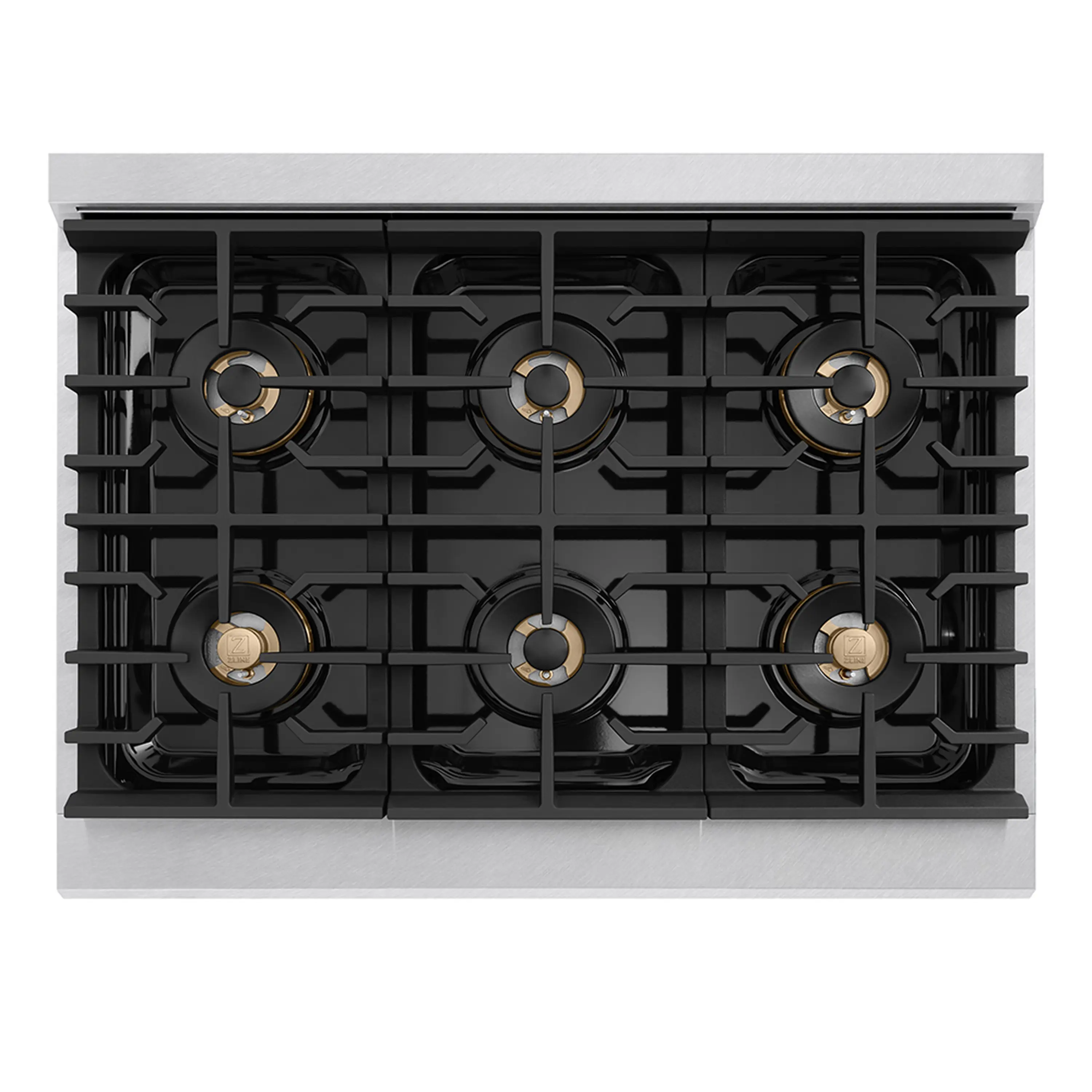 ZLINE Autograph Edition 36-Inch Paramount Gas Rangetop with 6 Burner DuoPro™ Cooktop in Satin Stainless Steel and Polished Gold Accents (PSRTSZ-36-G) - Image 2
