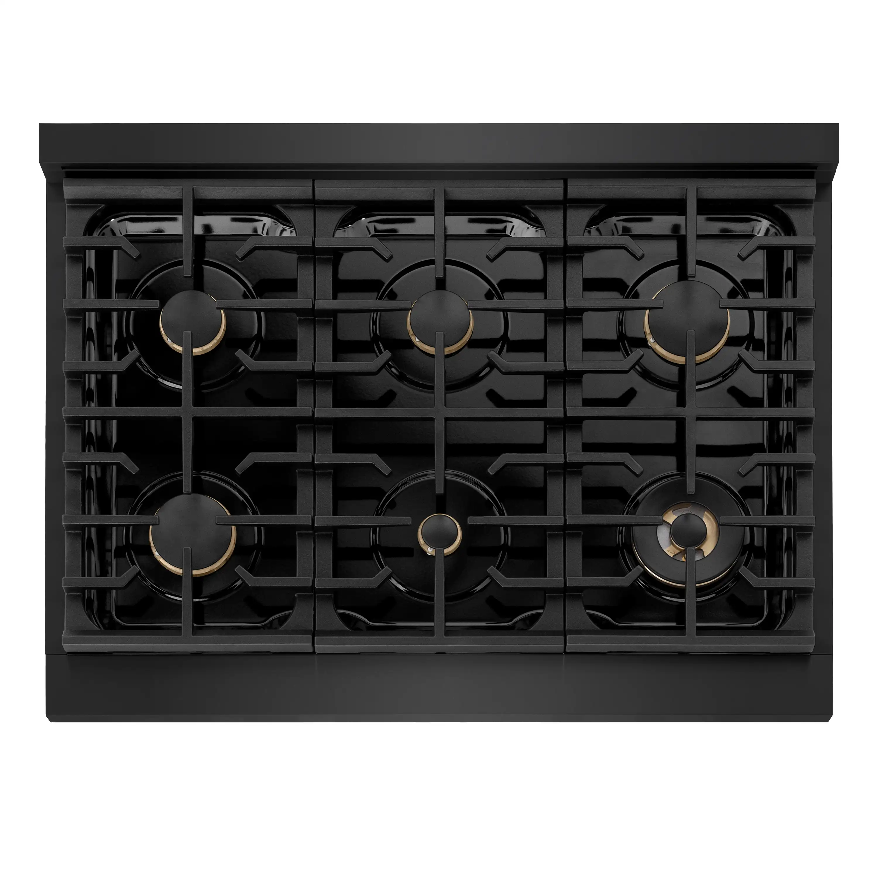 ZLINE Autograph Edition 36-Inch Paramount Gas Rangetop with 6 Burners and Porcelain Cooktop in Black Stainless Steel with Champagne Bronze Accents (SRTBZ-36-CB) - Image 3