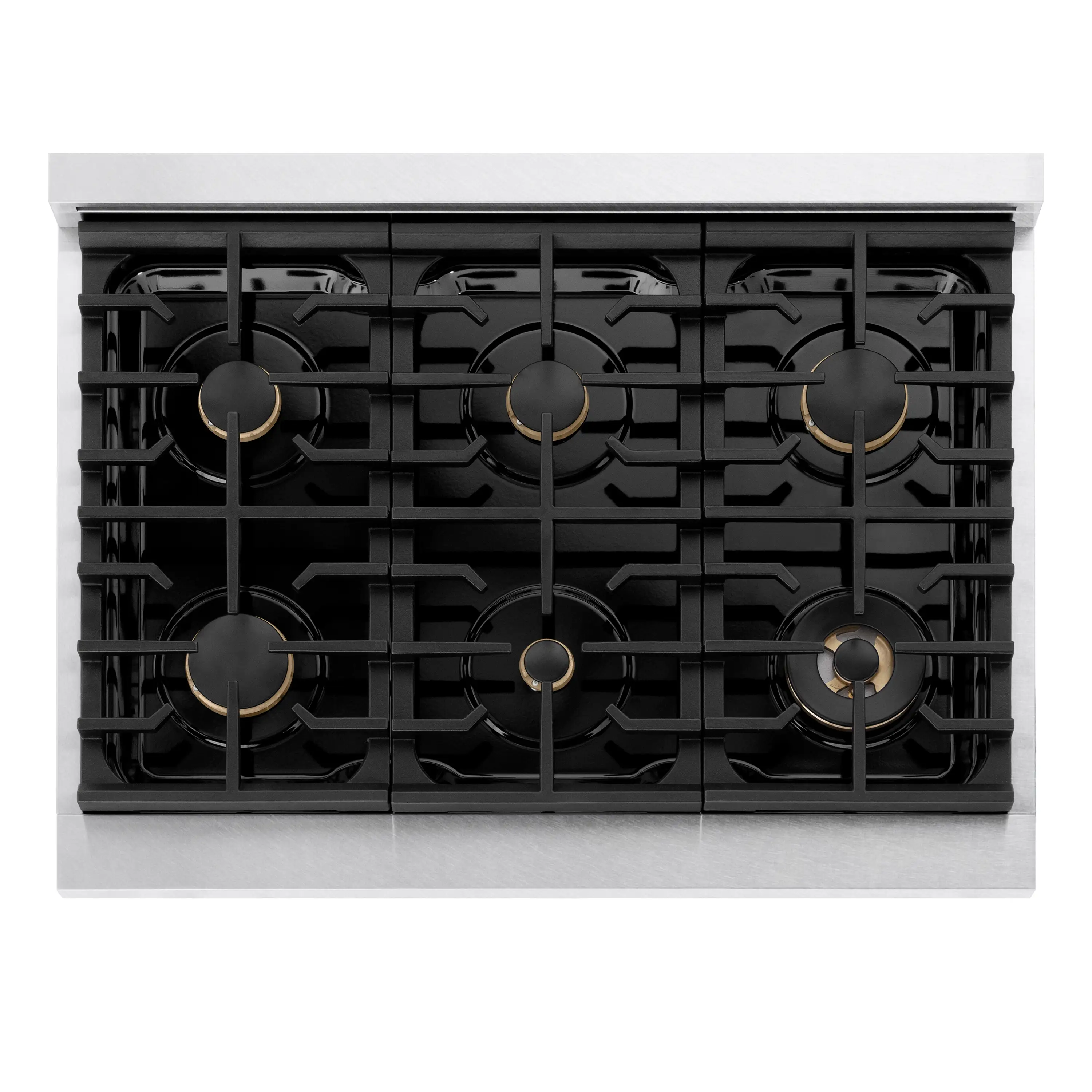 ZLINE Autograph Edition 36-Inch Paramount Gas Rangetop with 6 Burners and Porcelain Cooktop in Satin Stainless Steel with Champagne Bronze Accents (SRTSZ-36-CB) - Image 3