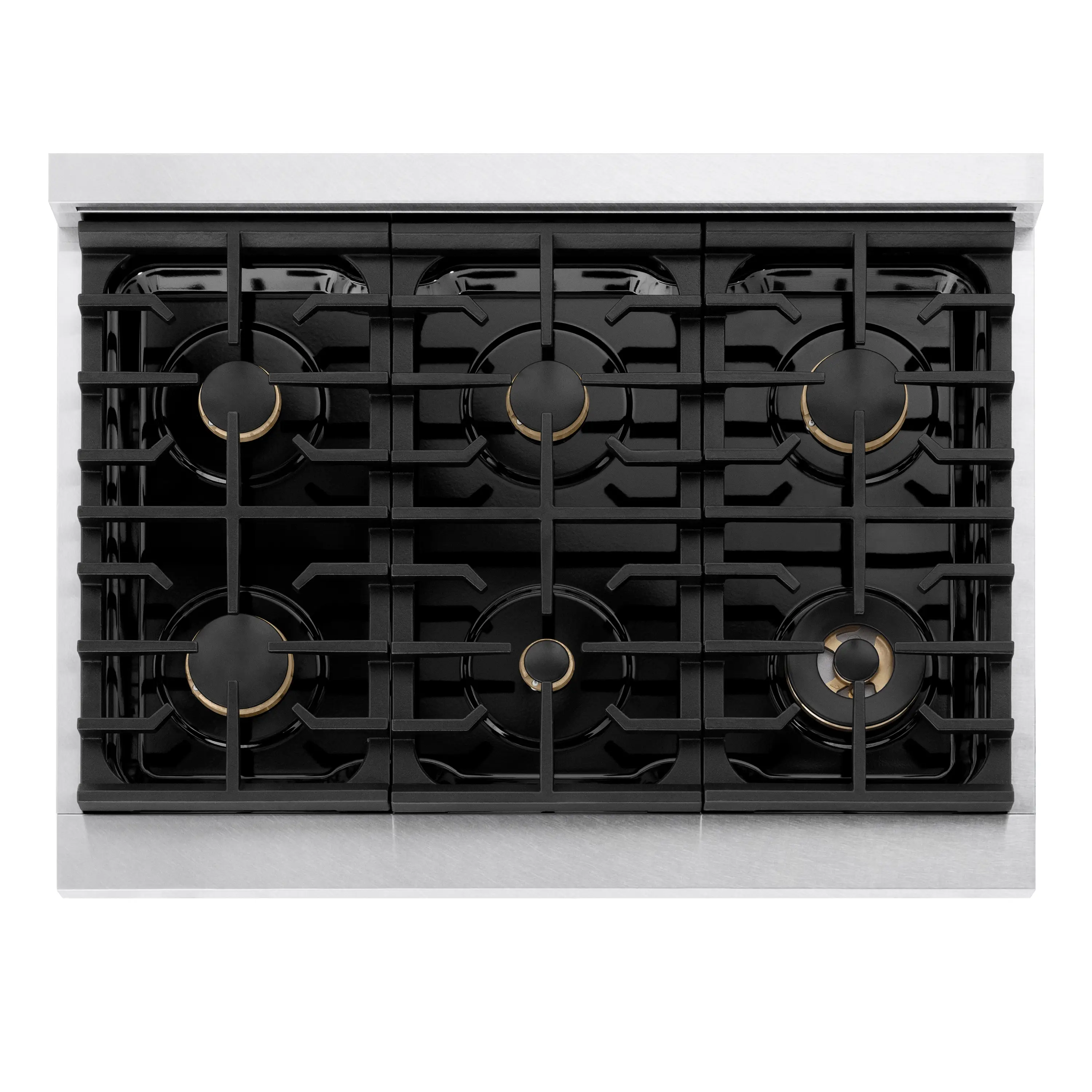 ZLINE Autograph Edition 36-Inch Paramount Gas Rangetop with 6 Burners and Porcelain Cooktop in Satin Stainless Steel with Polished Gold Accents (SRTSZ-36-G) - Image 3