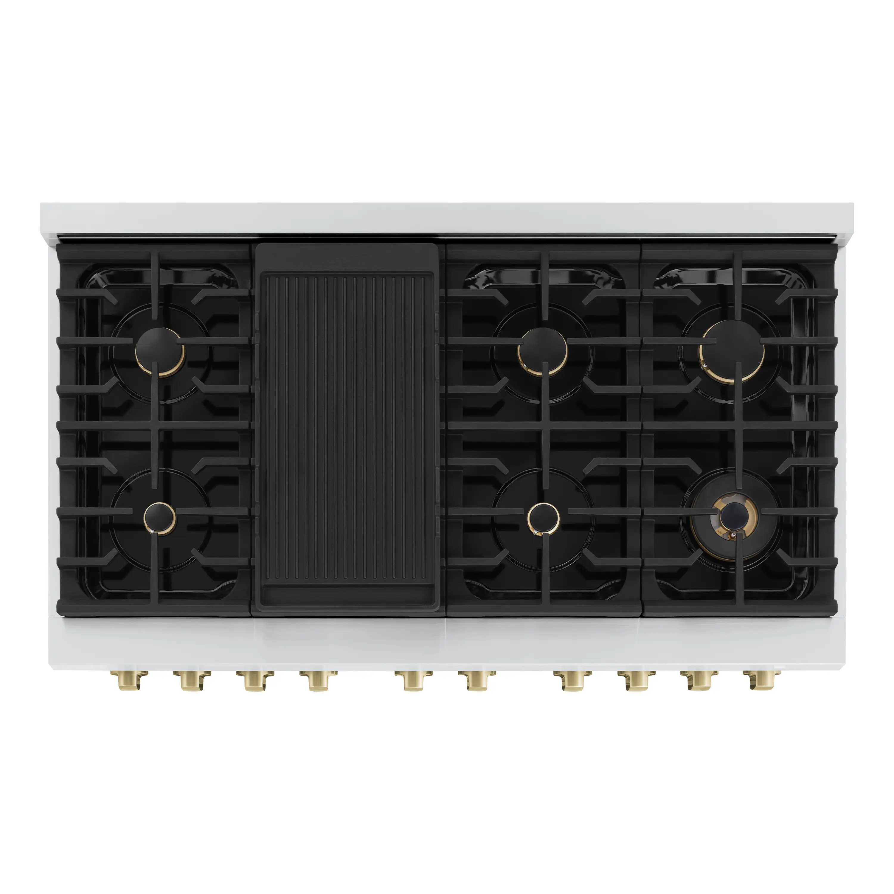 ZLINE Autograph Edition 48-Inch 6.7 cu. ft. Paramount Double Oven Dual Fuel Range with 8 Burner Gas Cooktop in Stainless Steel and Champagne Bronze Accents (SDRZ-48-CB) - Image 5