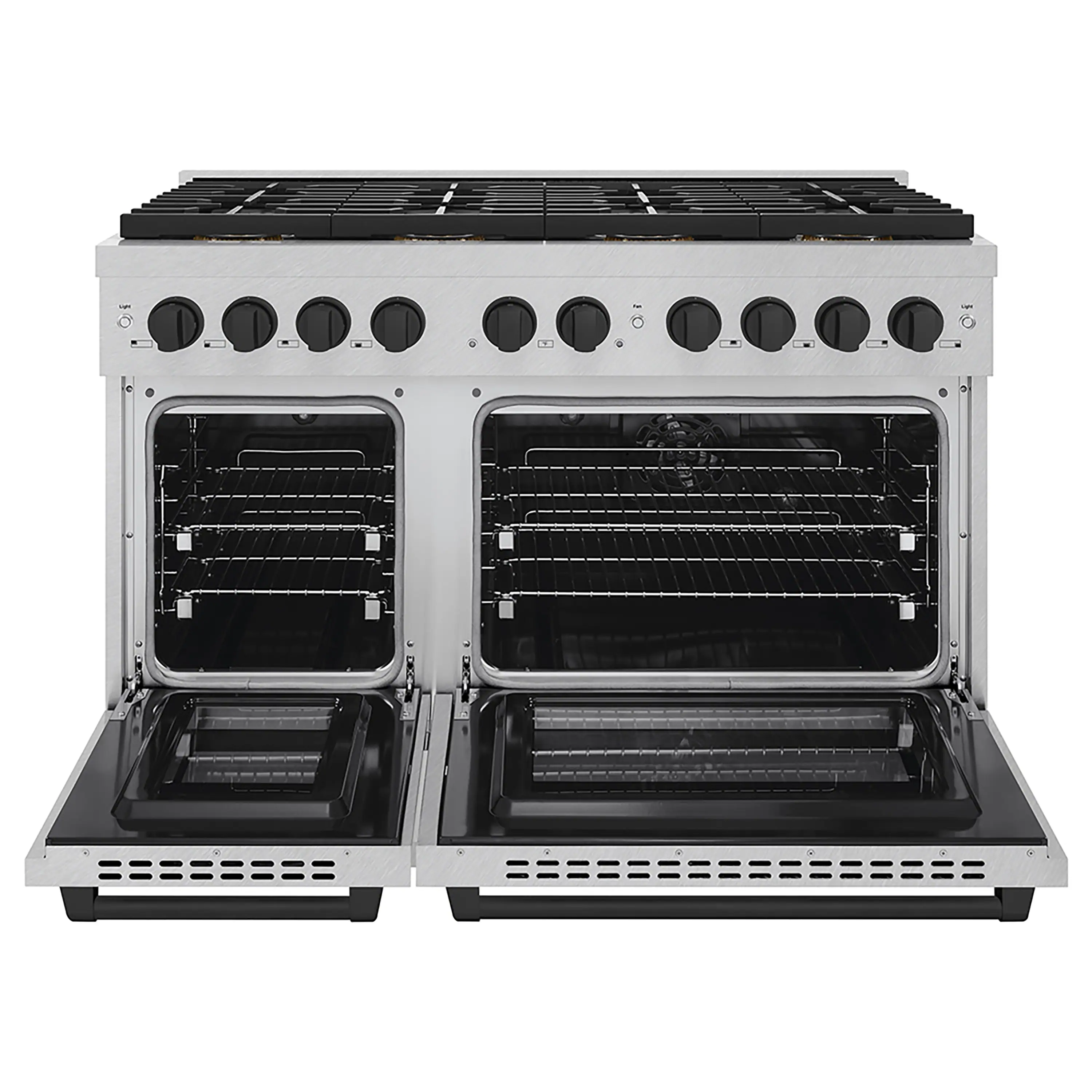 ZLINE Autograph Edition 48-Inch  6.7 cu. ft. Paramount Dual Fuel Range with 8 Burner DuoPro™ Cooktop and Dual Ovens in Satin Stainless Steel and Matte Black Accents (PSDRSZ-48-MB) - Image 2