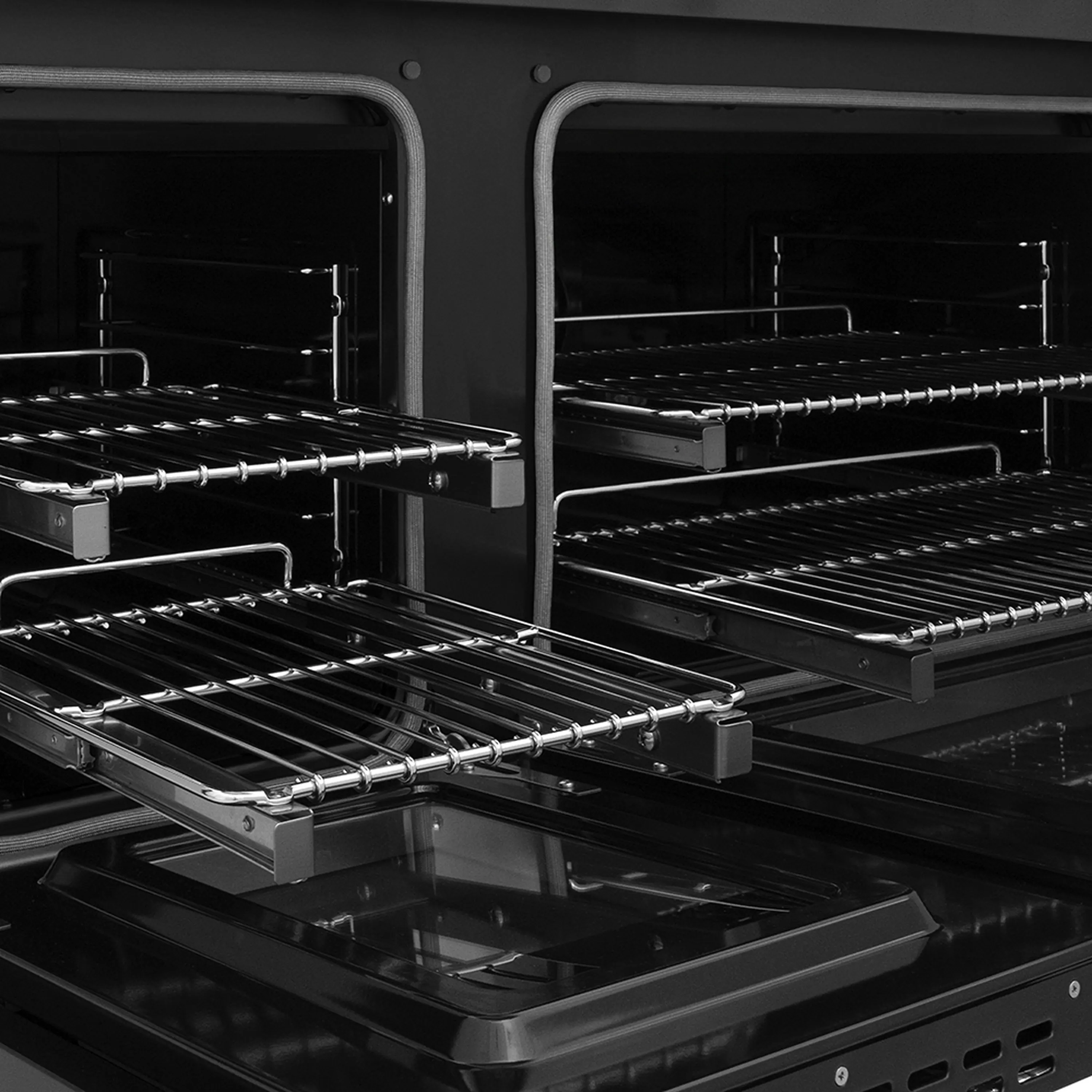 ZLINE Autograph Edition 48-Inch 6.7 cu. ft. Paramount Dual Fuel Range with 8 Burner DuoPro™ Cooktop and Dual Ovens in Black Stainless Steel and Champagne Bronze Accents (PSDRBZ-48-CB) - Image 6