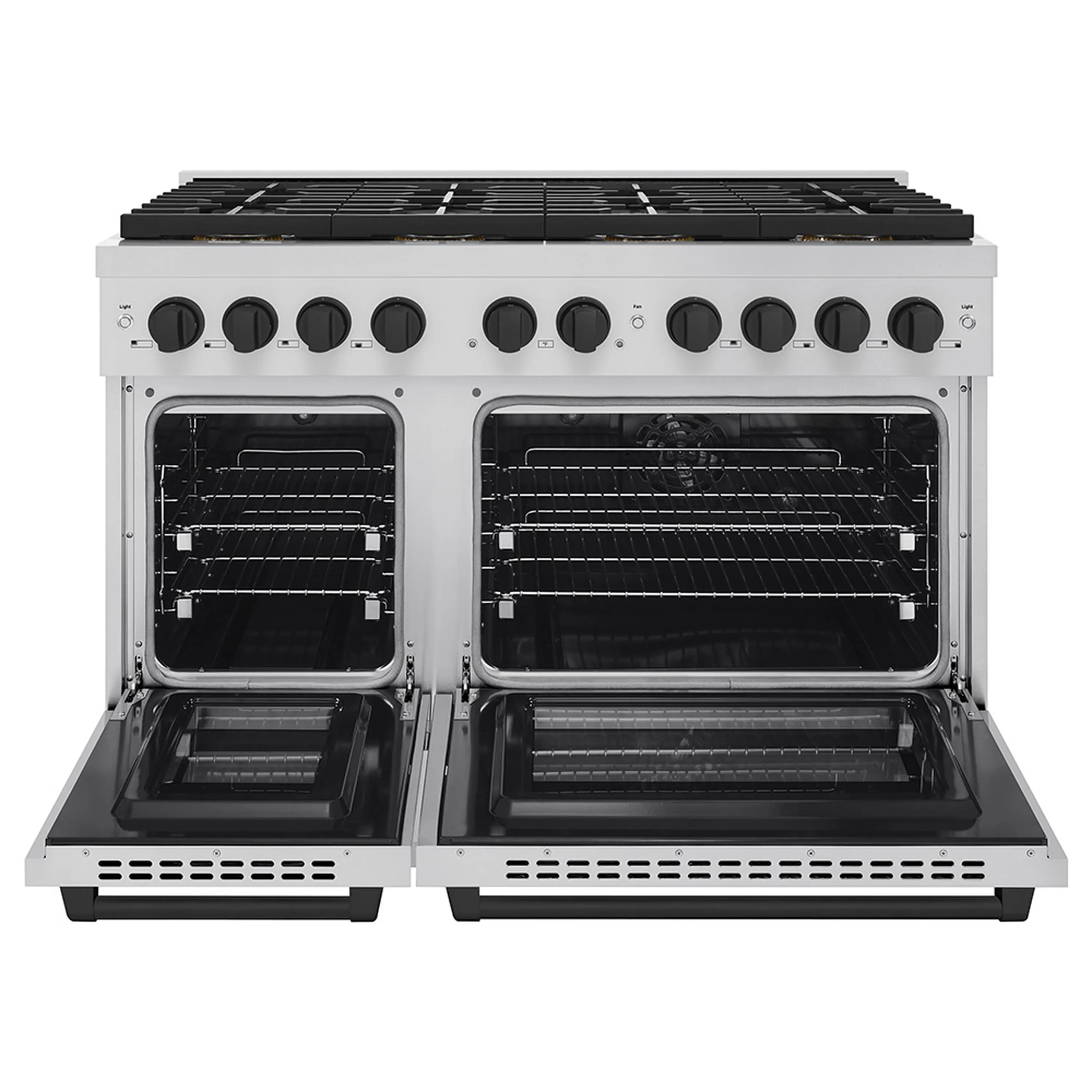 ZLINE Autograph Edition 48-Inch 6.7 cu. ft. Paramount Dual Fuel Range with 8 Burner DuoPro™ Cooktop and Dual Ovens in Stainless Steel and Matte Black Accents (PSDRZ-48-MB) - Image 2