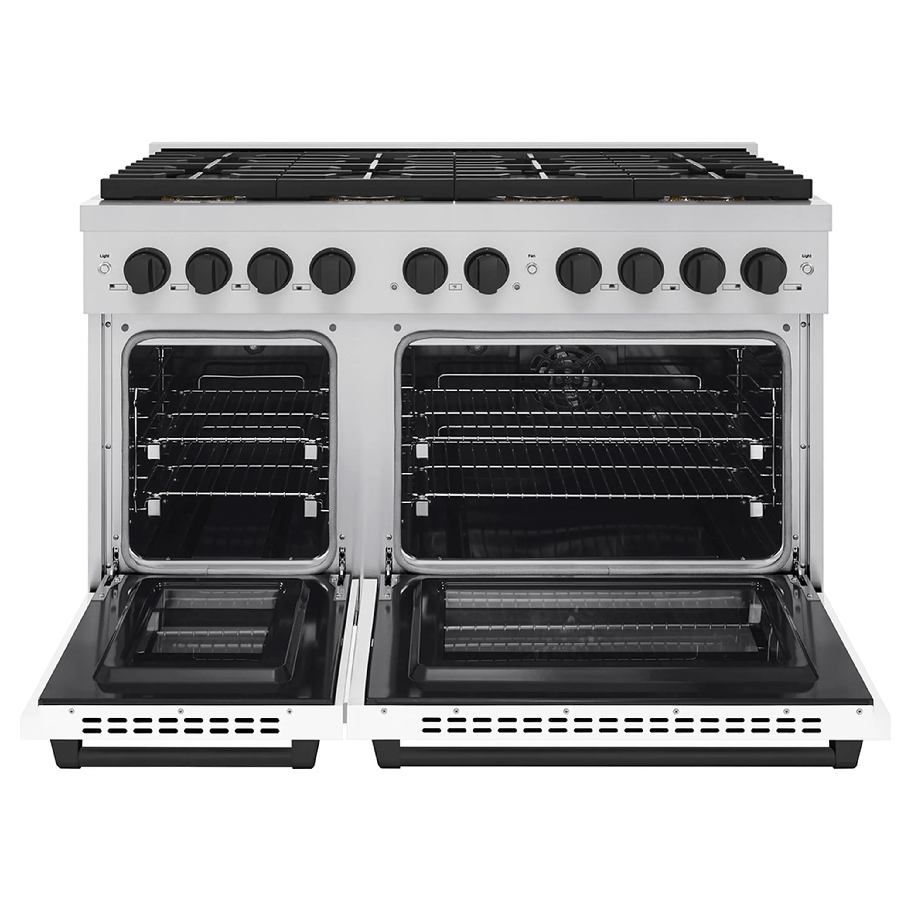 ZLINE Autograph Edition 48-Inch 6.7 cu. ft. Paramount Dual Fuel Range with 8 Burner DuoPro™ Cooktop and Dual Ovens with White Matte Doors and Matte Black Accents (PSDRZ-WM-48-MB) - Image 2