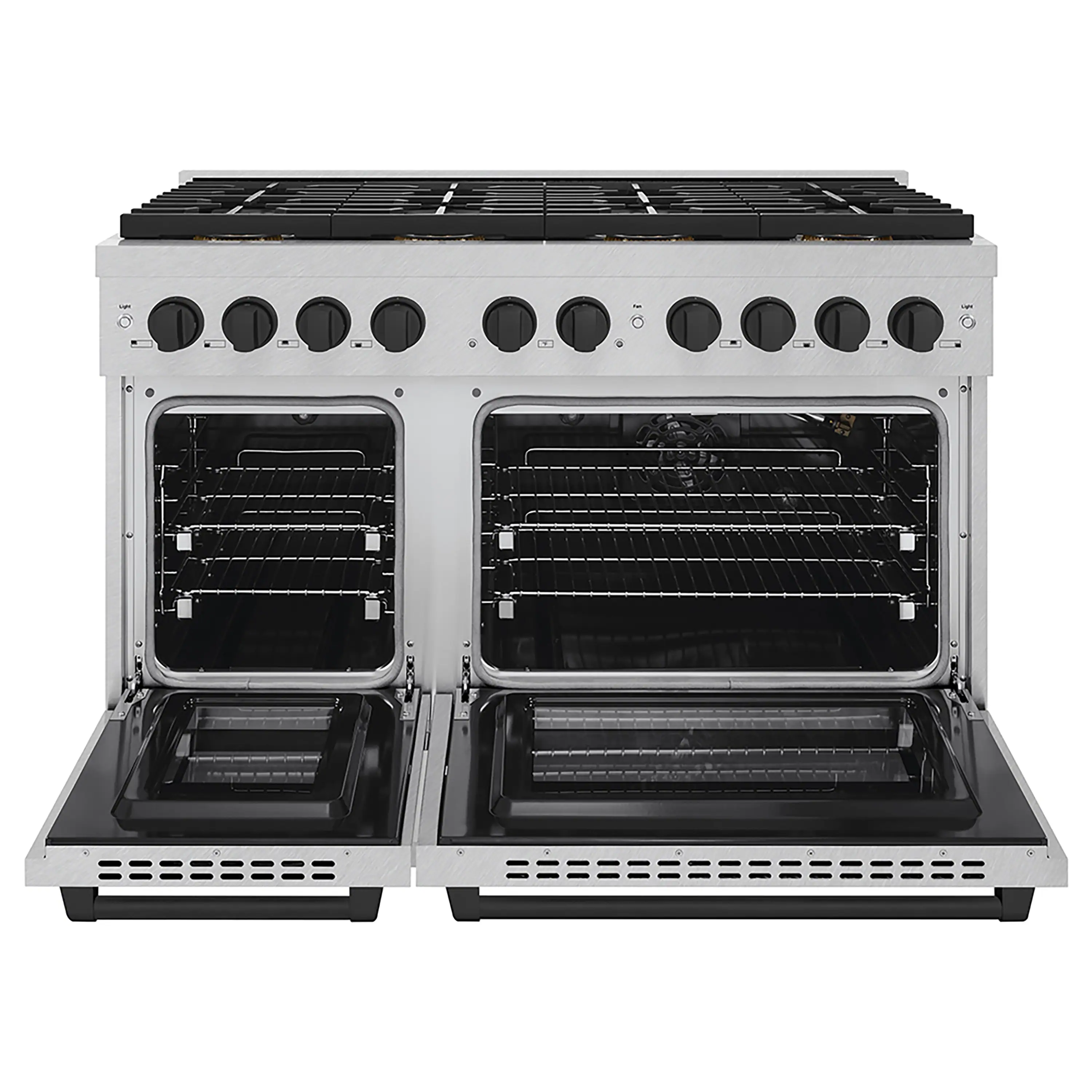 ZLINE Autograph Edition 48-Inch 6.7 cu. ft. Paramount Gas Range with 8 Burner DuoPro™ Cooktop and Dual Ovens in Satin Stainless Steel and Matte Black Accents (PSGRSZ-48-MB) - Image 2