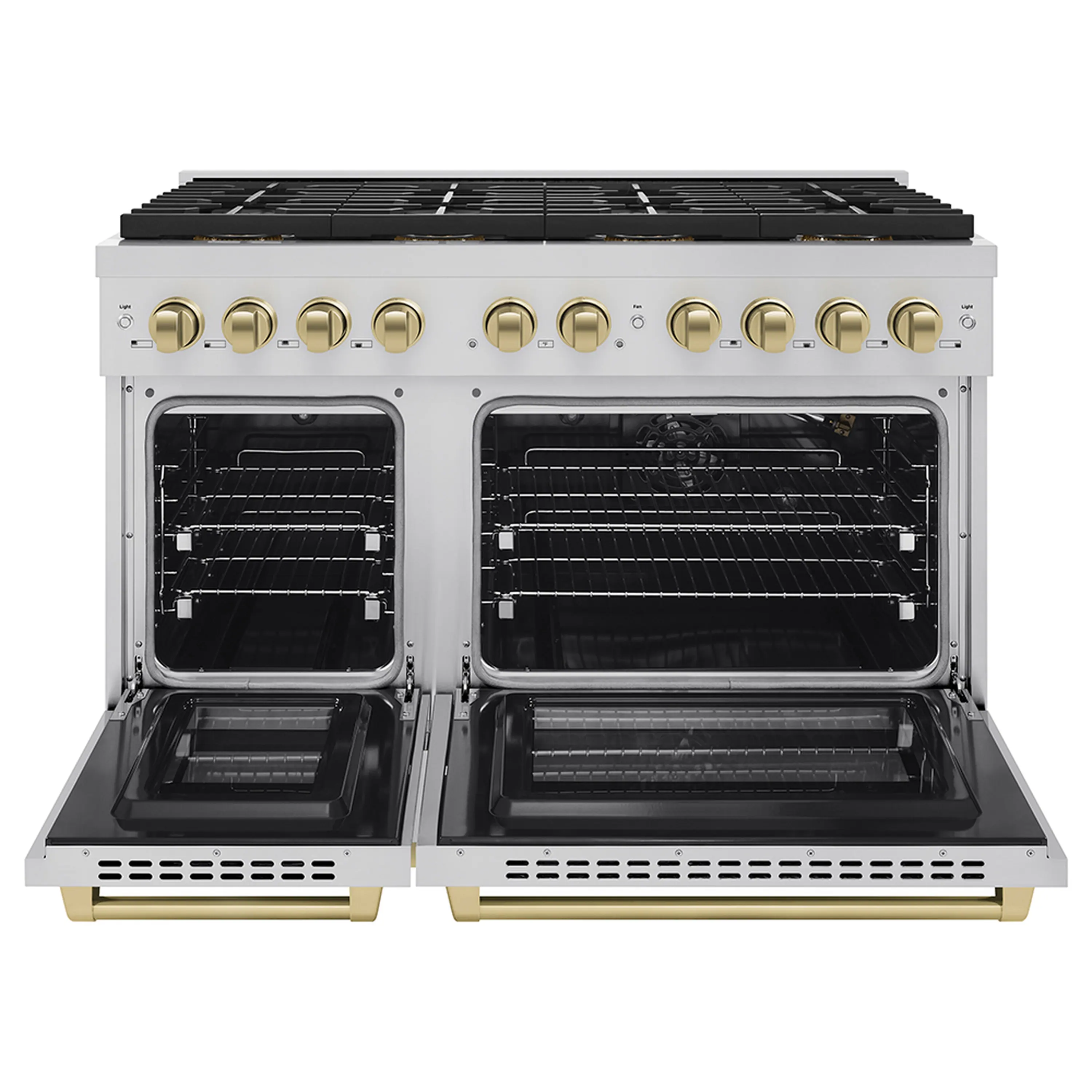 ZLINE Autograph Edition 48-Inch 6.7 cu. ft. Paramount Gas Range with 8 Burner DuoPro™ Cooktop and Dual Ovens in Stainless Steel and Champagne Bronze Accents (PSGRZ-48-CB) - Image 2