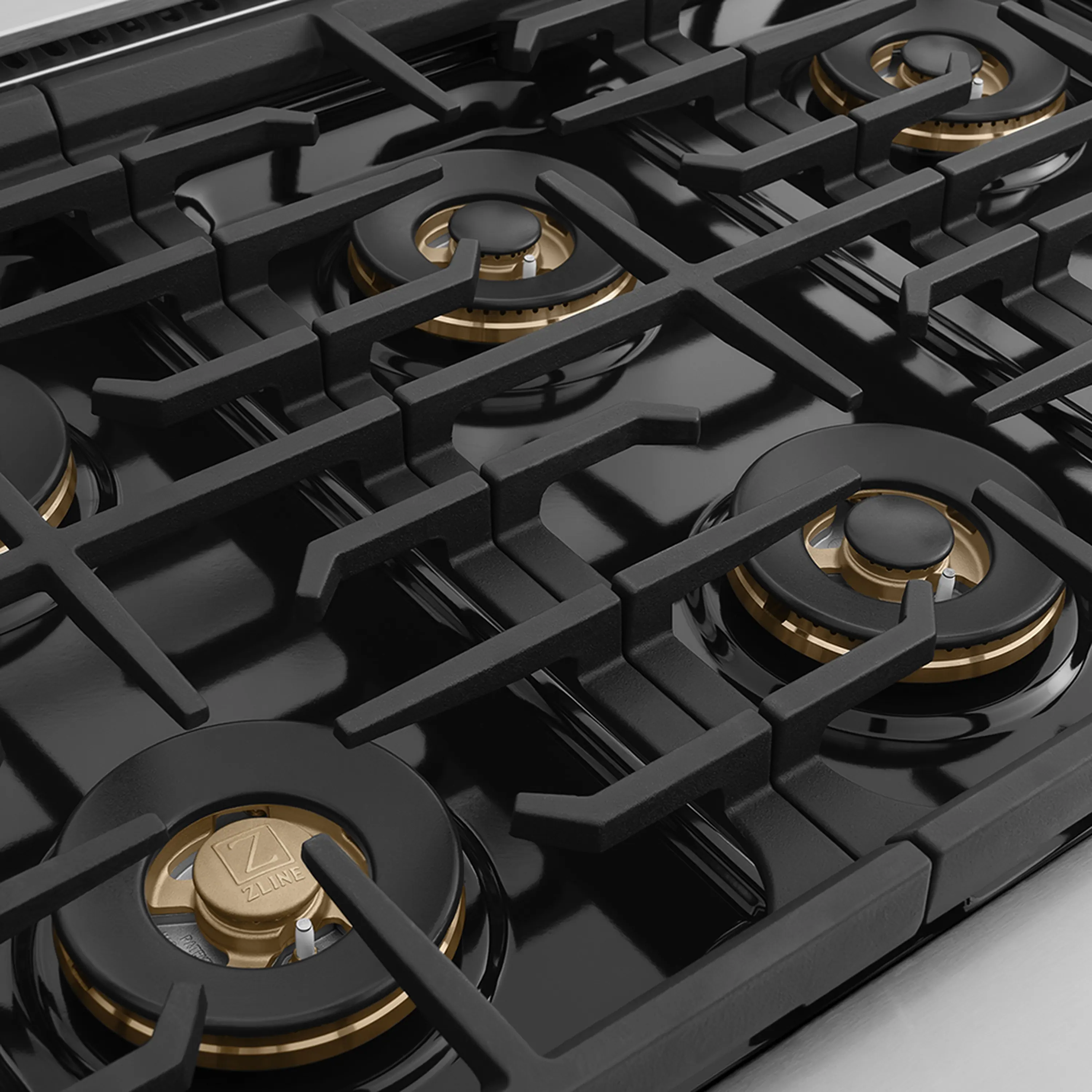 ZLINE Autograph Edition 48-Inch 6.7 cu. ft. Paramount Gas Range with 8 Burner DuoPro™ Cooktop and Dual Ovens in Stainless Steel and Champagne Bronze Accents (PSGRZ-48-CB) - Image 4