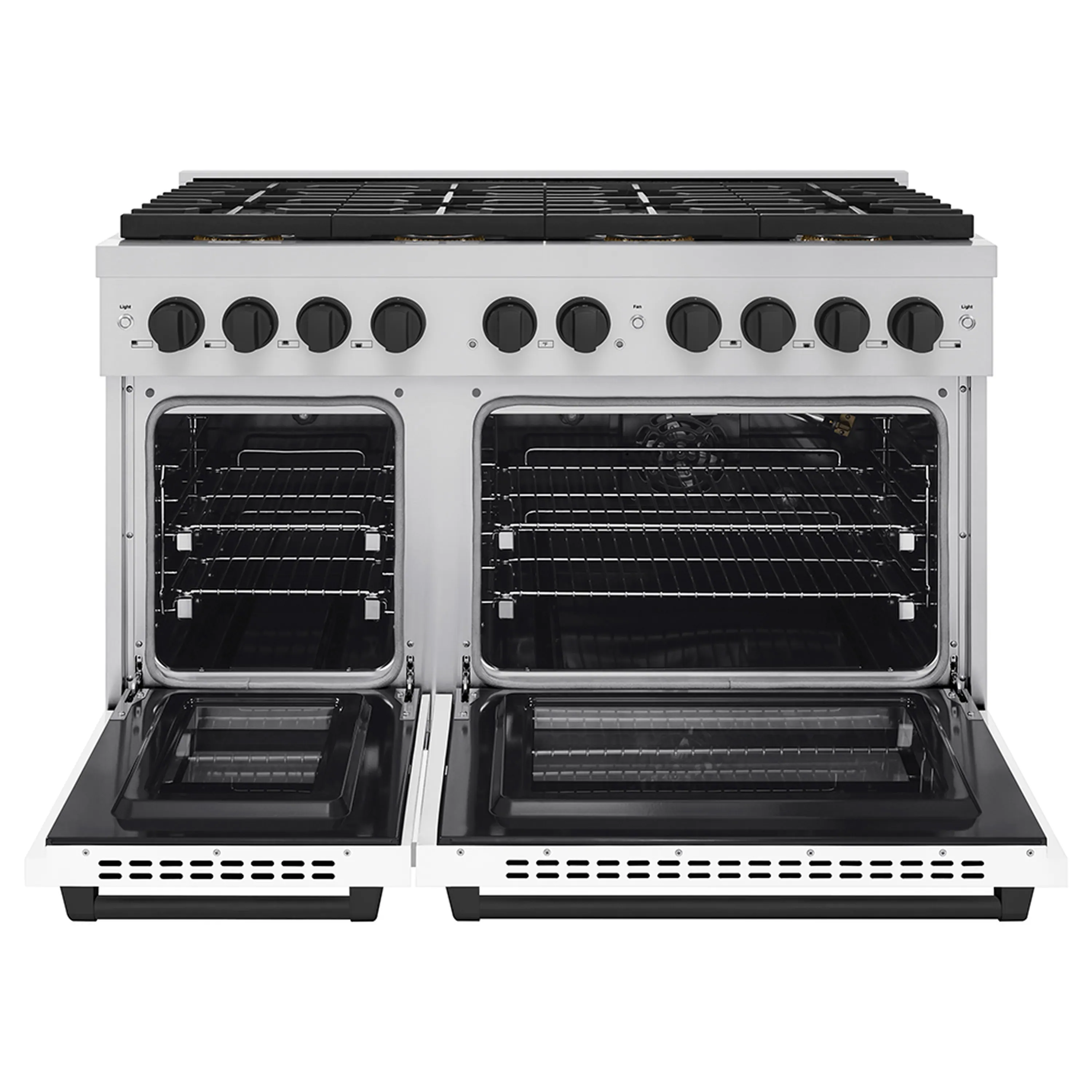ZLINE Autograph Edition 48-Inch 6.7 cu. ft. Paramount Gas Range with 8 Burner DuoPro™ Cooktop and Dual Ovens with White Matte Doors and Matte Black Accents (PSGRZ-WM-48-MB) - Image 2