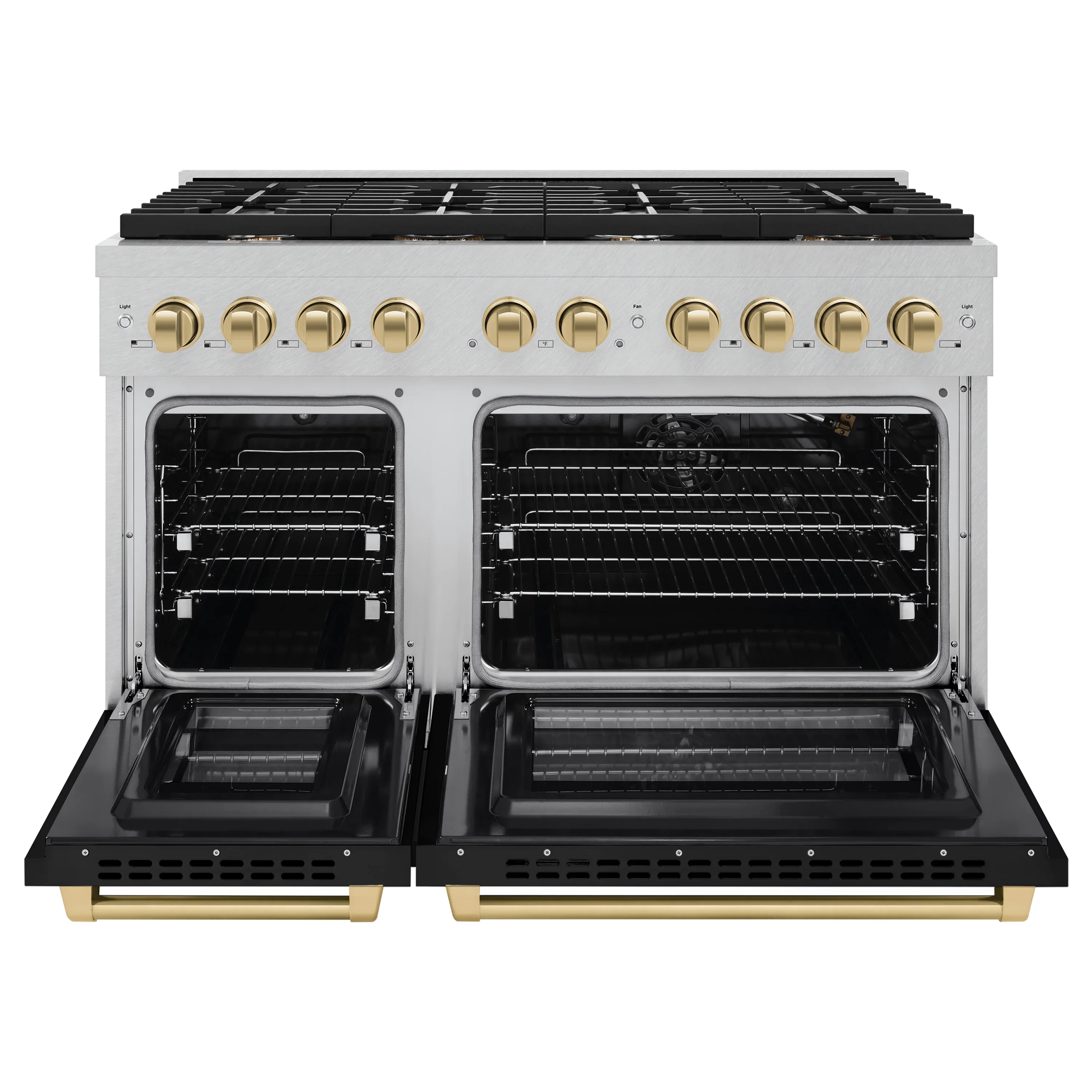 ZLINE Autograph Edition 48-Inch Paramount Gas Range with 8 Burner and Double Oven in Black Matte Doors with Champagne Bronze Accents (SGRSZ-BLM-48-CB) - Image 3