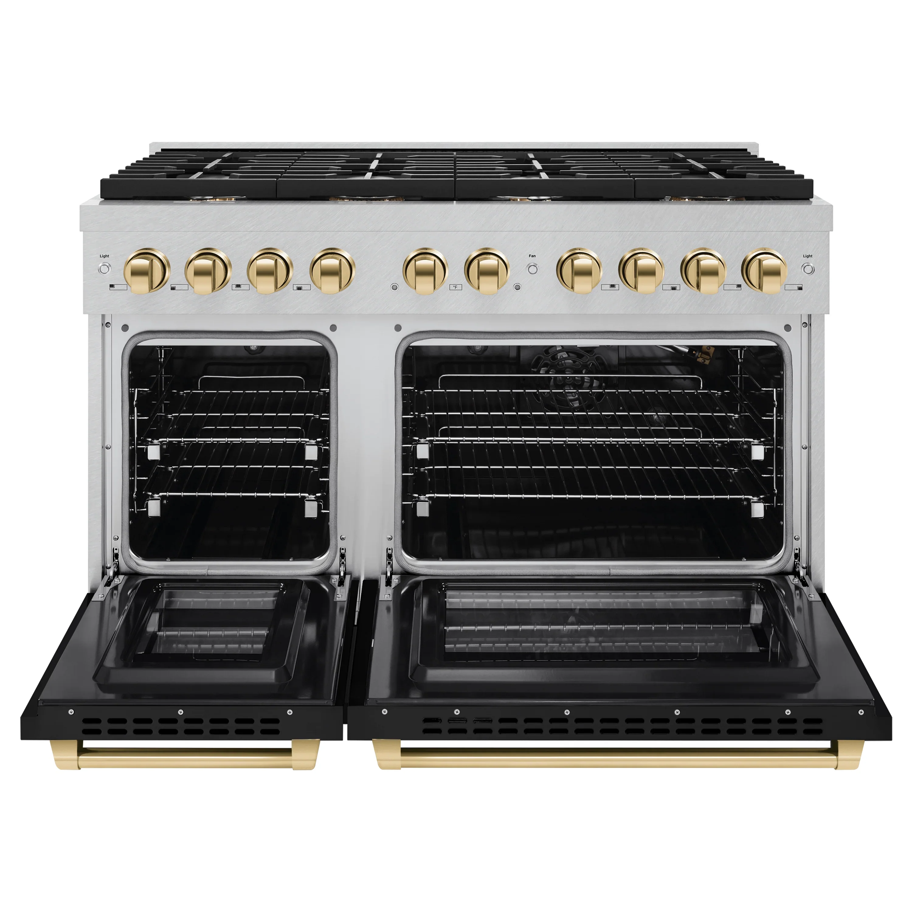 ZLINE Autograph Edition 48-Inch Paramount Gas Range with 8 Burner and Double Oven in Black Matte Doors and Champagne Bronze Accents (SGRSZ-BLM-48-G) - Image 3