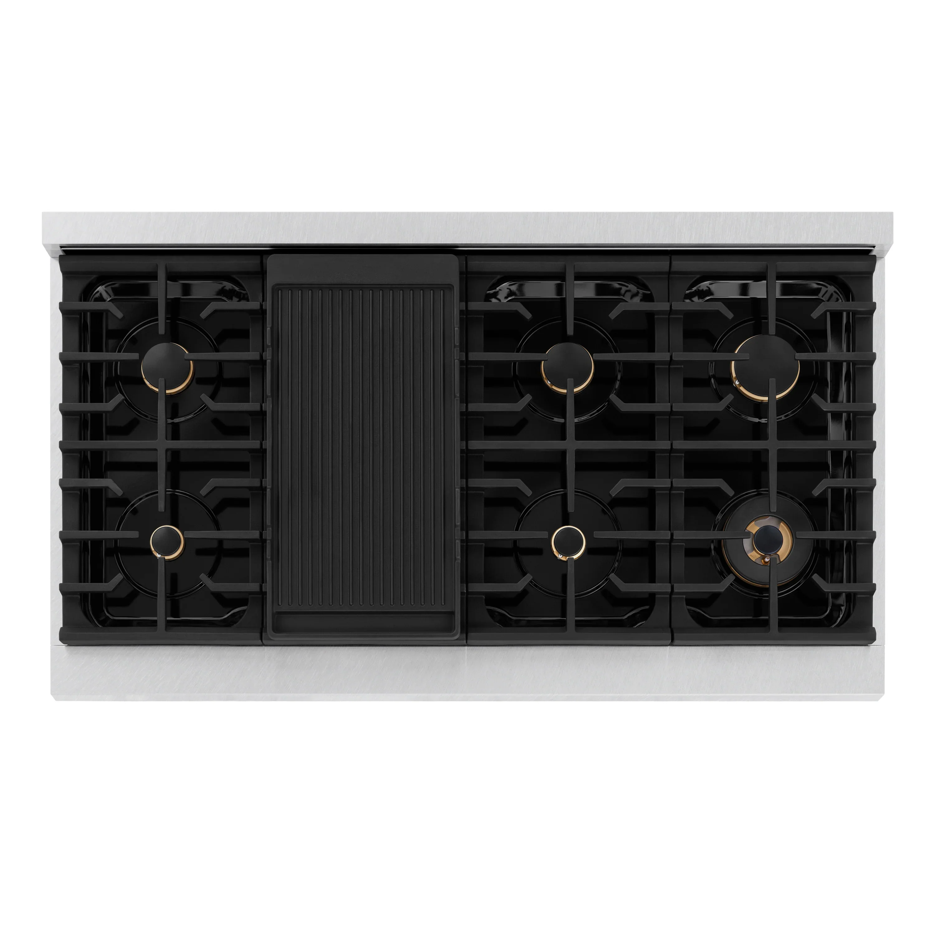 ZLINE Autograph Edition 48-Inch Paramount Gas Range with 8 Burner and Double Oven in Black Matte Doors and Champagne Bronze Accents (SGRSZ-BLM-48-G) - Image 4
