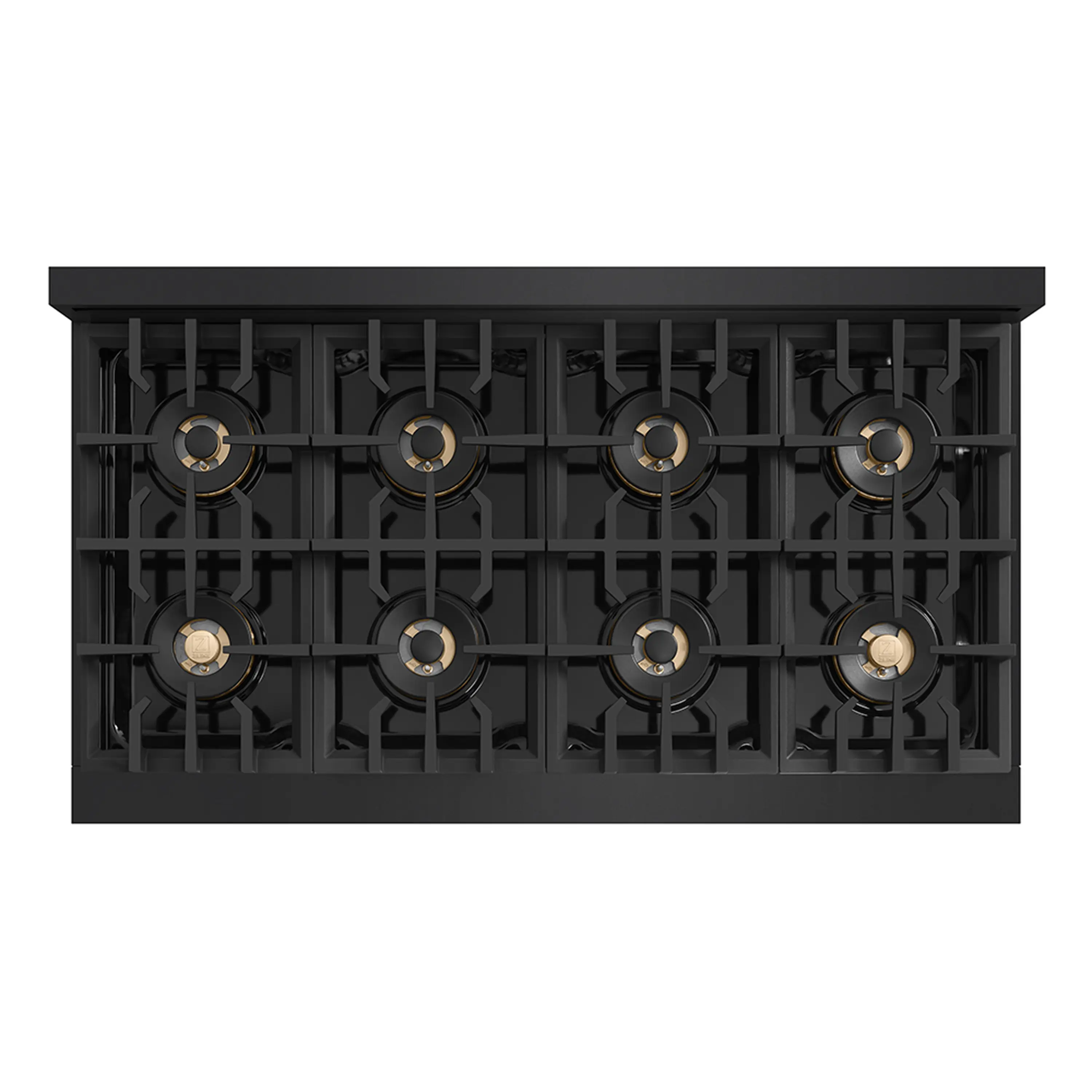 ZLINE Autograph Edition 48-Inch Classic Gas Rangetop with 8 Burner DuoPro™ Cooktop in Black Stainless Steel and Polished Gold Accents (PCRTBZ-48-G) - Image 3