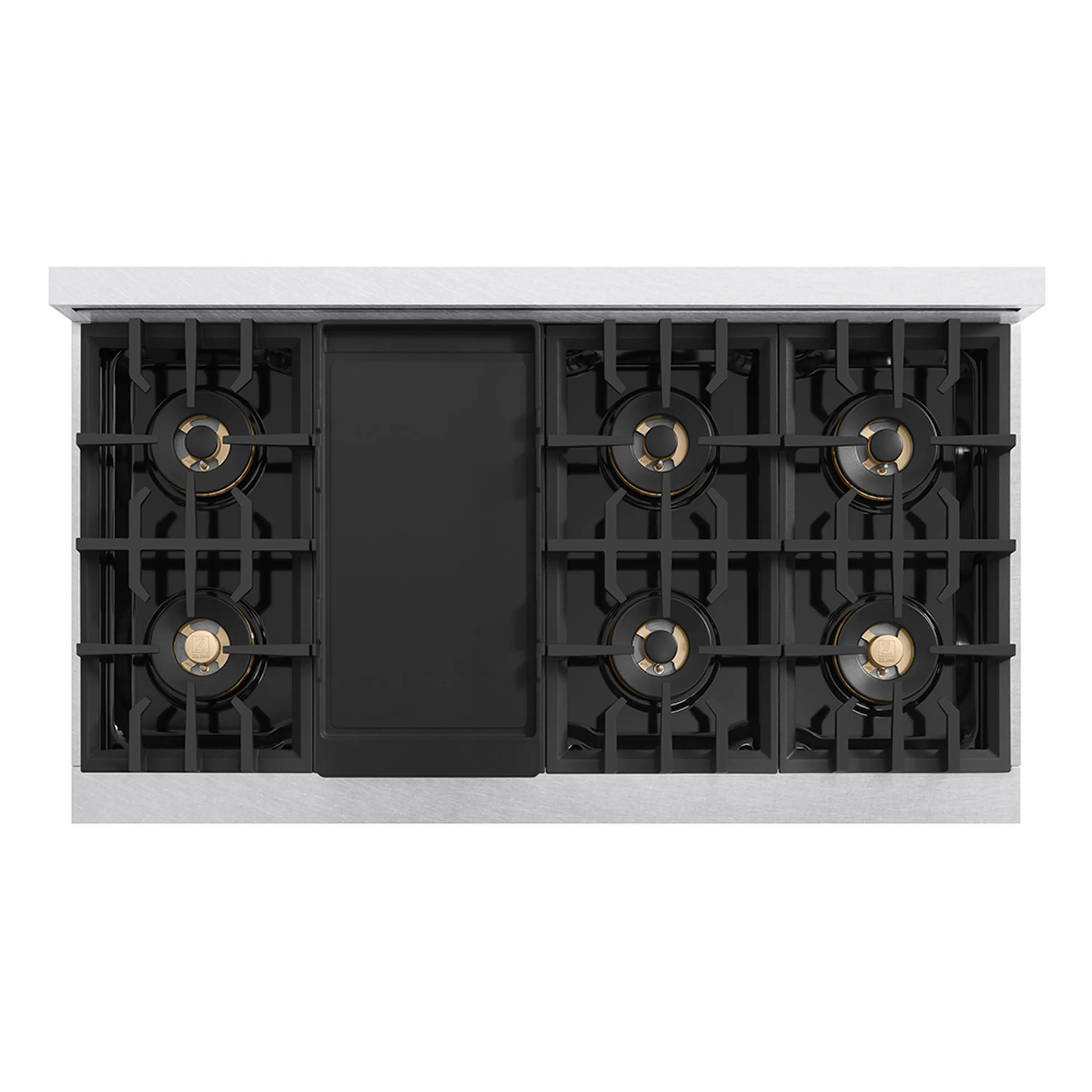 ZLINE Autograph Edition 48-Inch Classic Gas Rangetop with 8 Burner DuoPro™ Cooktop in Satin Stainless Steel and Matte Black Accents (PCRTSZ-48-MB) - Image 2