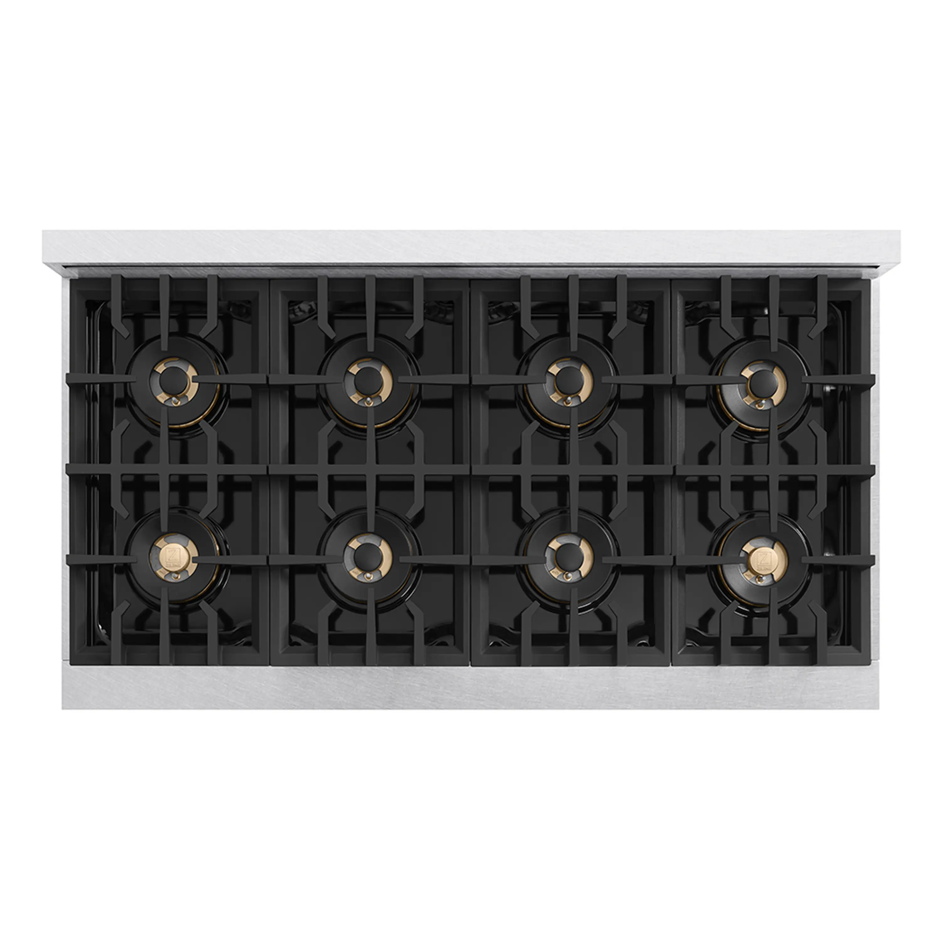 ZLINE Autograph Edition 48-Inch Classic Gas Rangetop with 8 Burner DuoPro™ Cooktop in Satin Stainless Steel and Polished Gold Accents (PCRTSZ-48-G) - Image 3
