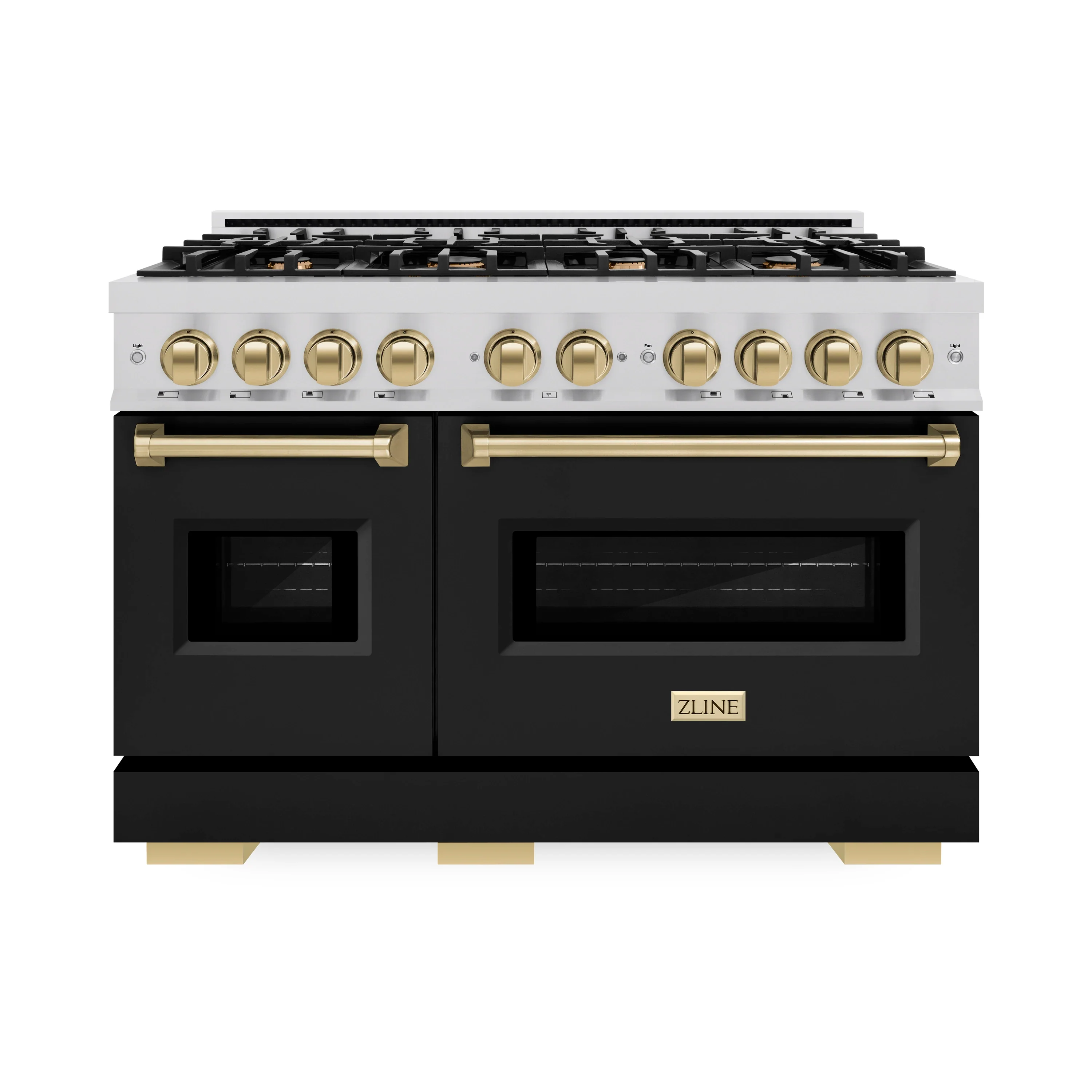 ZLINE Autograph Edition 48-Inch Classic Series Dual Fuel Range with 8 Gas Burner Cooktop and 6.7 Cu. Ft. Electric Convection Oven in Stainless Steel with Black Matte Doors and Champagne Bronze Accents (CDRZ-BLM-48-CB) - Image 2