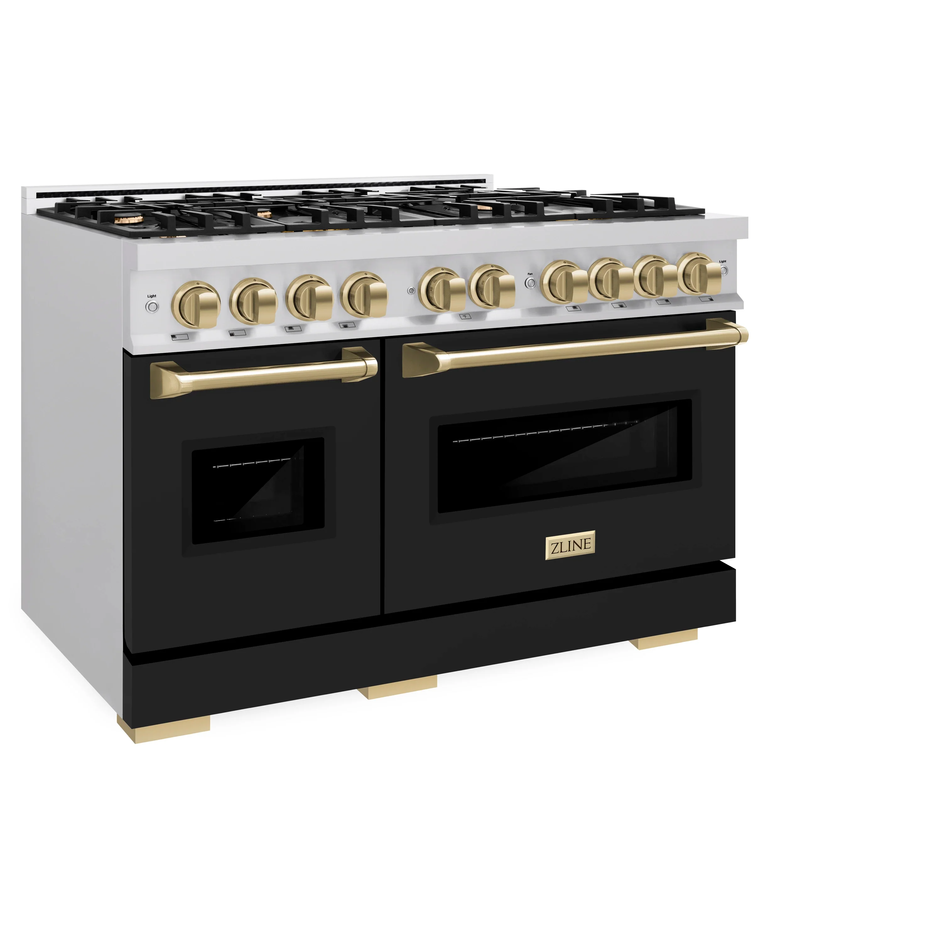 ZLINE Autograph Edition 48-Inch Classic Series Dual Fuel Range with 8 Gas Burner Cooktop and 6.7 Cu. Ft. Electric Convection Oven in Stainless Steel with Black Matte Doors and Champagne Bronze Accents (CDRZ-BLM-48-CB) - Image 3