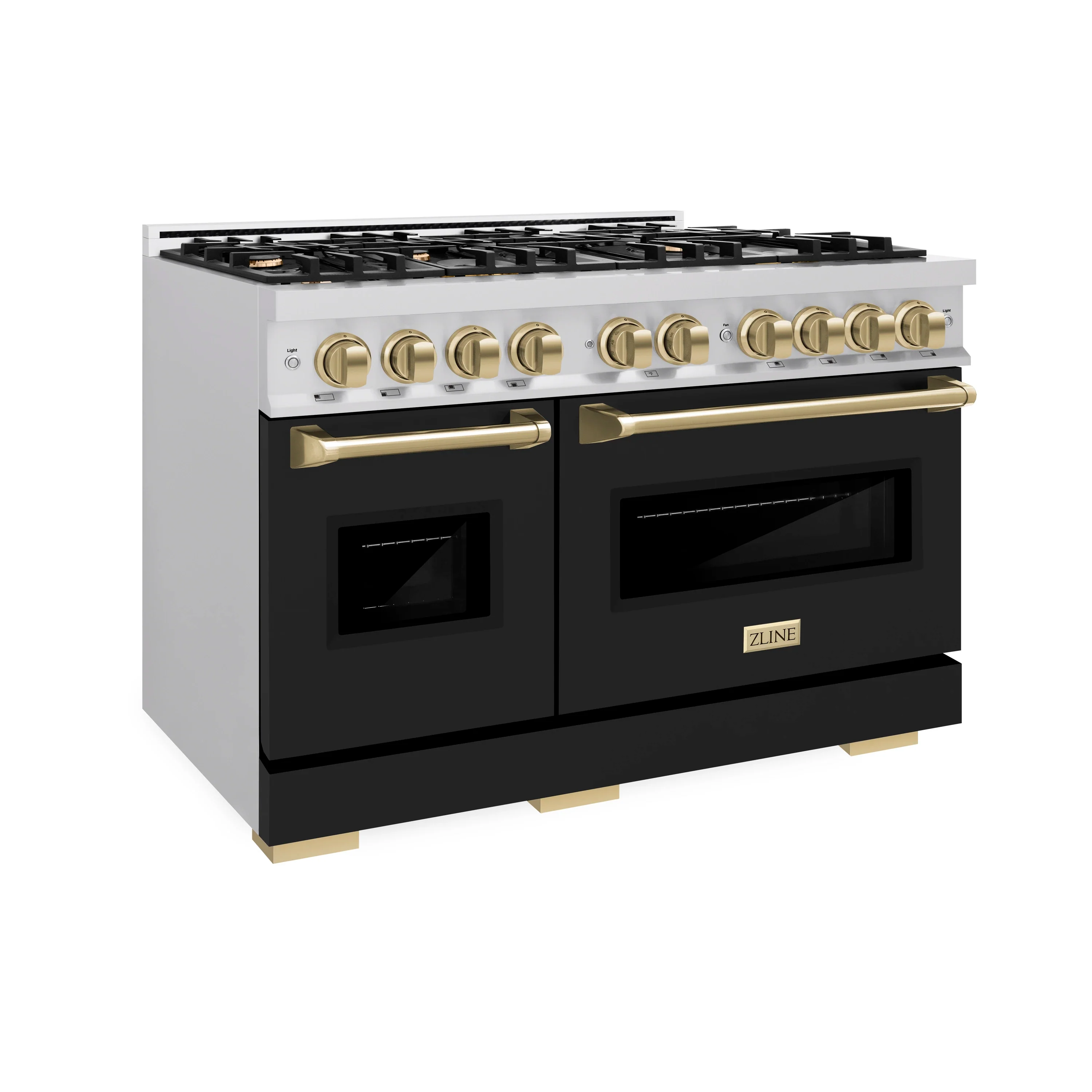 ZLINE Autograph Edition 48-Inch Classic Series Dual Fuel Range with 8 Gas Burner Cooktop and 6.7 Cu. Ft. Electric Convection Oven in Stainless Steel with Black Matte Doors and Champagne Bronze Accents (CDRZ-BLM-48-CB) - Image 4